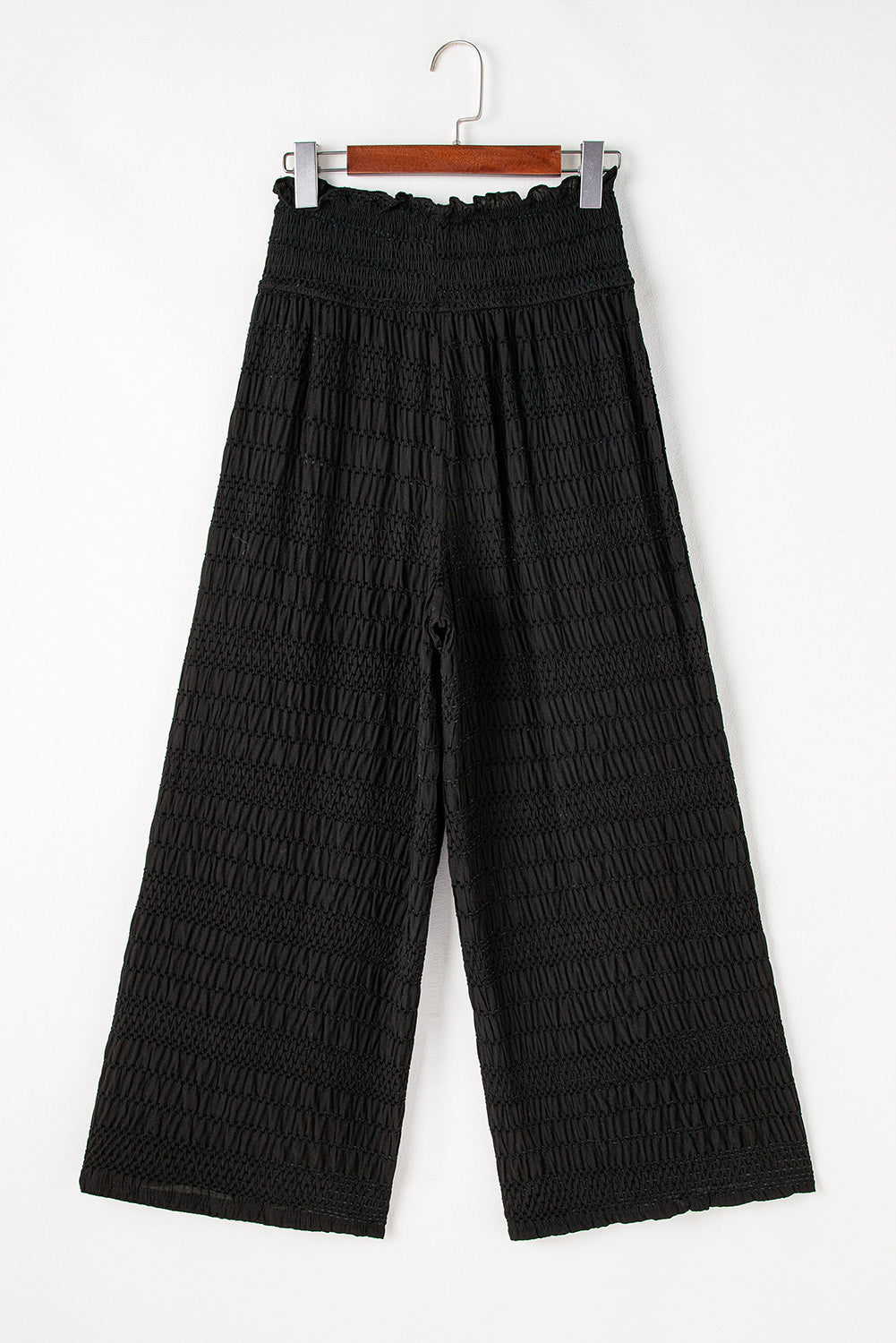 Black Textured Wide Smocked Waist Loose Pants - Premium Bottoms/Pants & Culotte from Momma Done Gone Crafty- Just $24! Shop now at Momma Done Gone Crafty