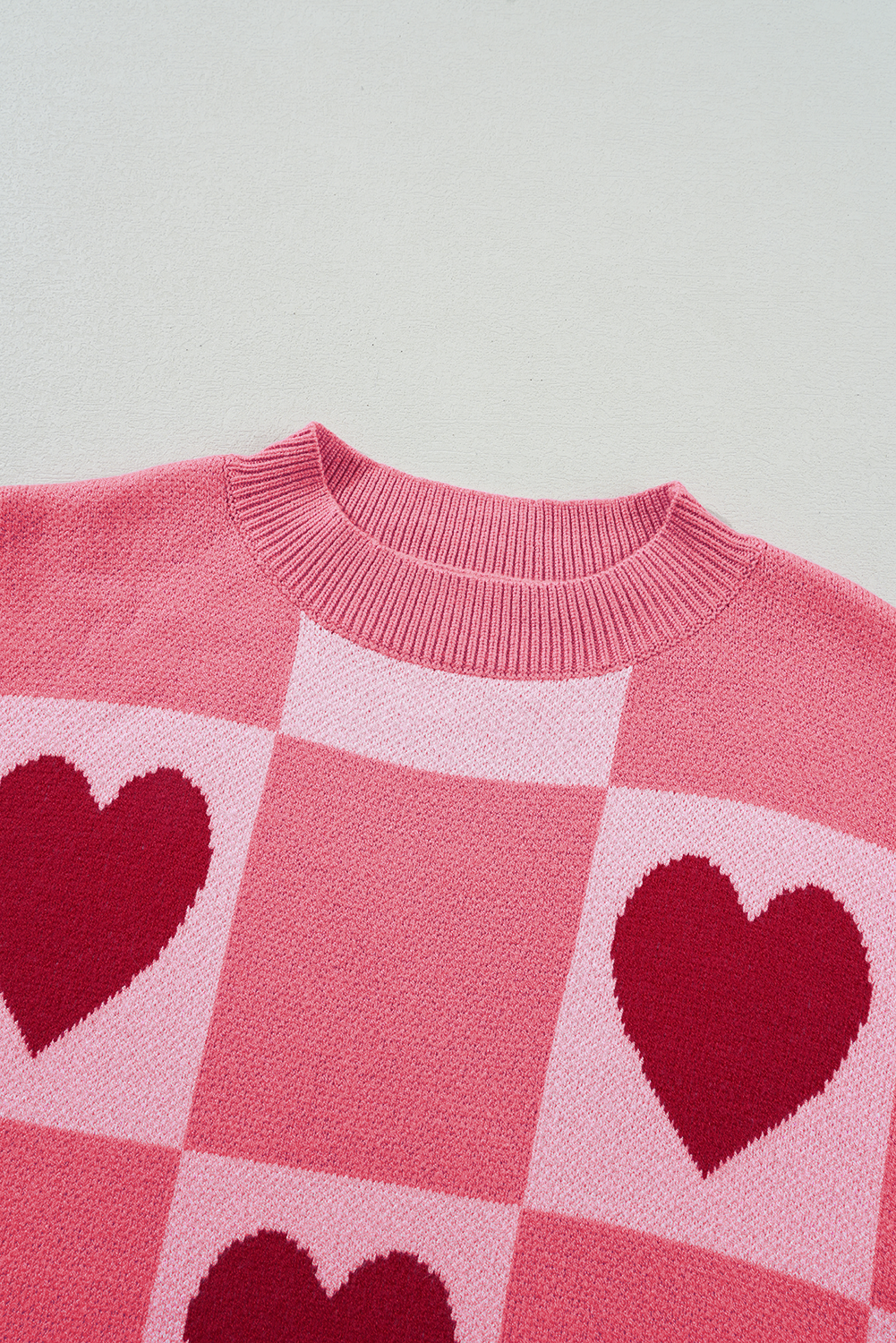 Pink Plus Size Love Heart Block Mock Neck Lantern Sleeve Valentine Sweater - Premium Plus Size/Plus Size Sweaters & Cardigans from Momma Done Gone Crafty- Just $33! Shop now at Momma Done Gone Crafty