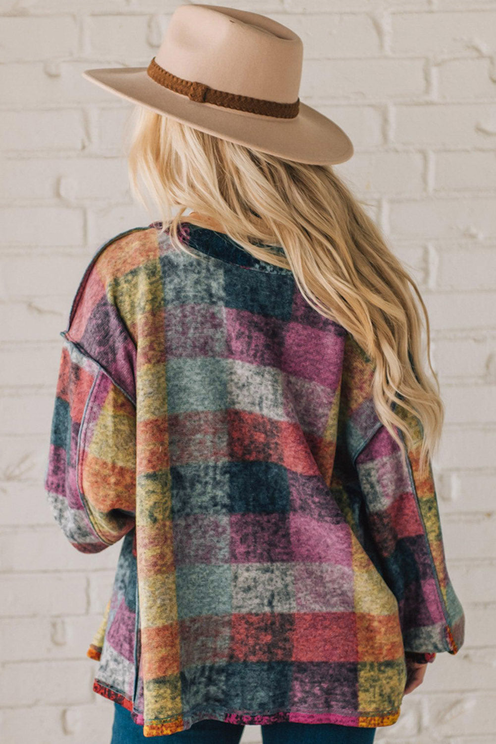Multicolor Brushed Checked Western Buttoned Jacket - Premium Outerwear from Momma Done Gone Crafty- Just $40.20! Shop now at Momma Done Gone Crafty