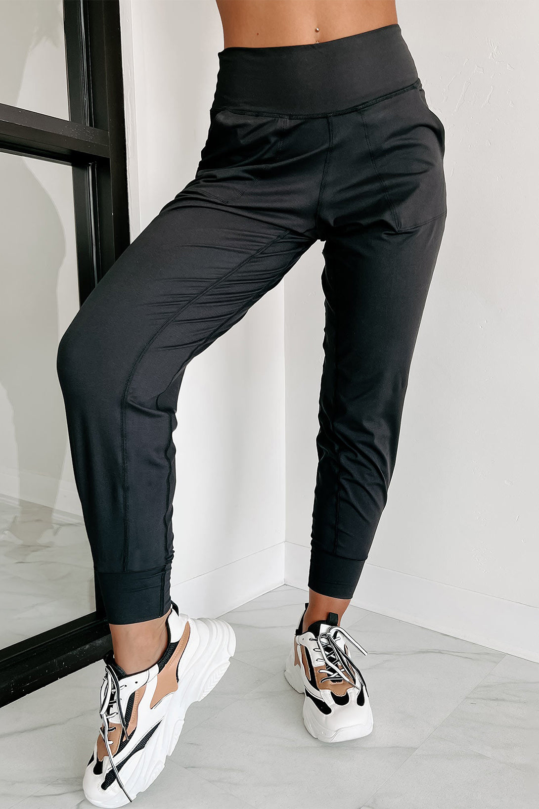 Black Exposed Seam High Waist Pocketed Joggers - Premium Bottoms/Pants & Culotte from Ashes 2 Wildflowers Boutique, LLC- Just $29.30! Shop now at Ashes 2 Wildflowers Boutique, LLC