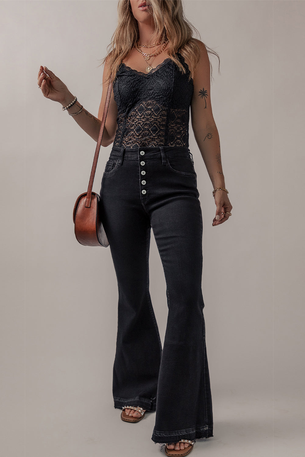Black High Waist Button Front Flare Jeans - Premium Bottoms/Jeans from Ashes 2 Wildflowers Boutique, LLC- Just $33.84! Shop now at Ashes 2 Wildflowers Boutique, LLC