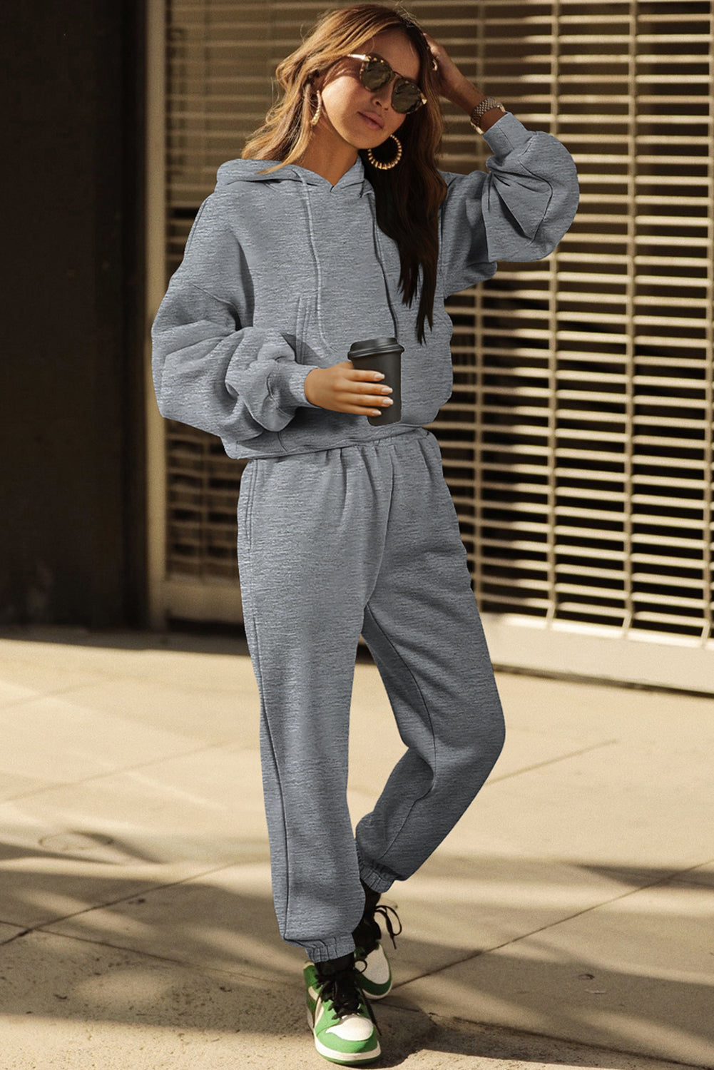 Gray Solid Drop Shoulder Hoodie and Joggers Activewear Set - Premium Activewear/Activewear Sets from Ashes 2 Wildflowers Boutique, LLC- Just $51.75! Shop now at Ashes 2 Wildflowers Boutique, LLC