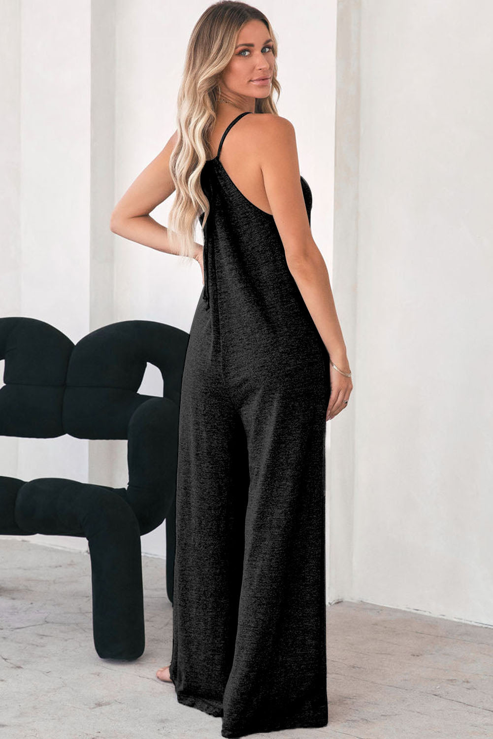 Black Patch Pockets Spaghetti Strap Wide Leg Jumpsuit - Premium Bottoms/Jumpsuits & Rompers from Momma Done Gone Crafty- Just $22.20! Shop now at Momma Done Gone Crafty