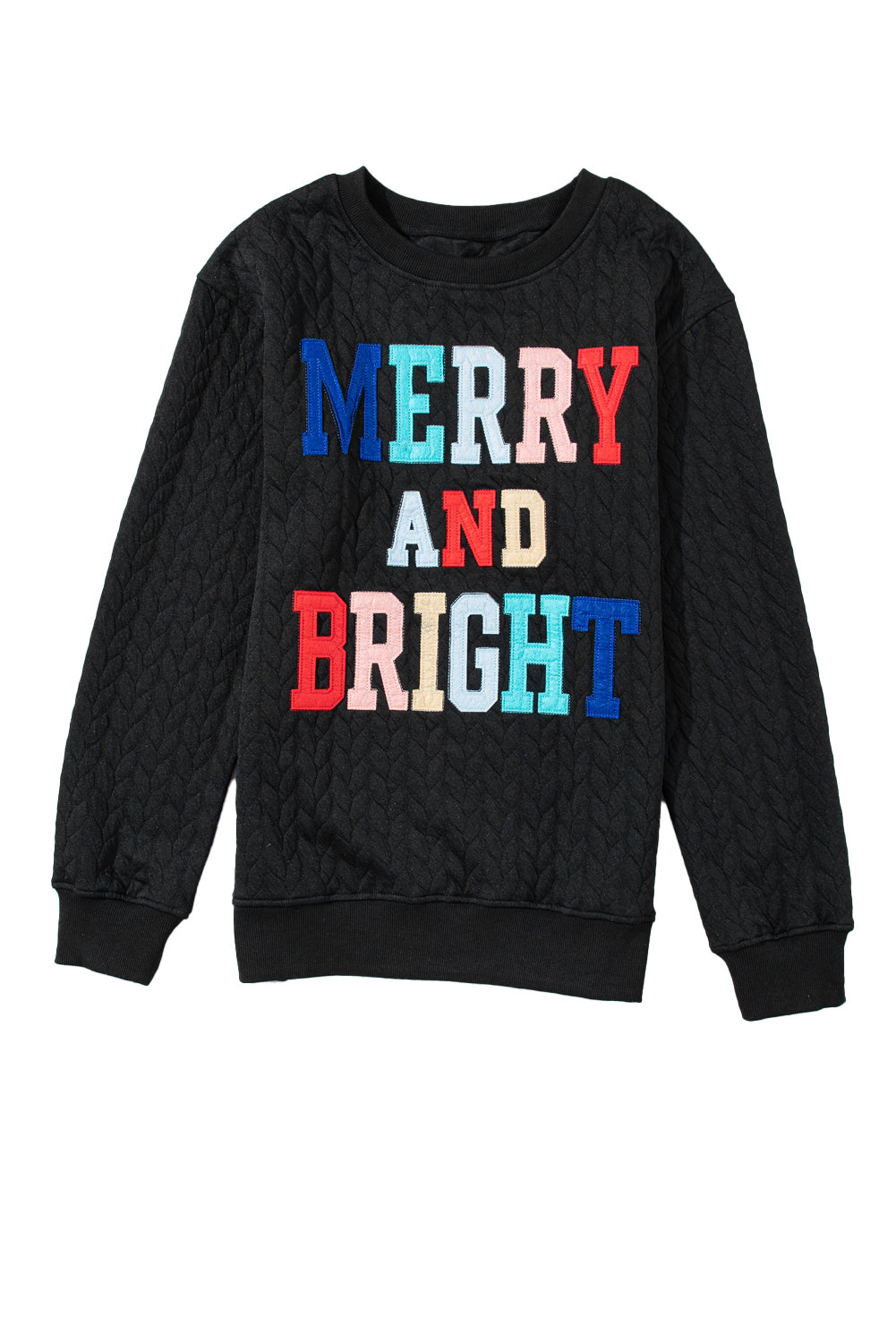 Black Merry And Bright Cable Knit Pullover Sweatshirt - Premium Tops from Momma Done Gone Crafty- Just $45.99! Shop now at Momma Done Gone Crafty
