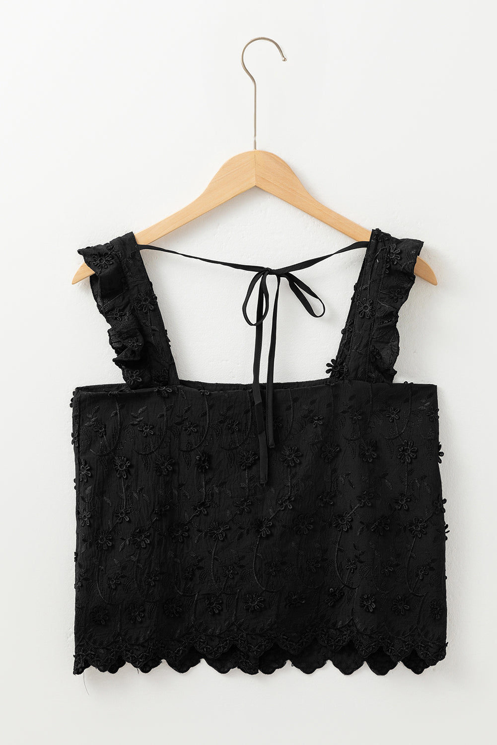Black Floral Embroidered Buttoned Square Neck Tank Top - Premium Tops/Tank Tops from Ashes 2 Wildflowers Boutique, LLC- Just $21.93! Shop now at Ashes 2 Wildflowers Boutique, LLC