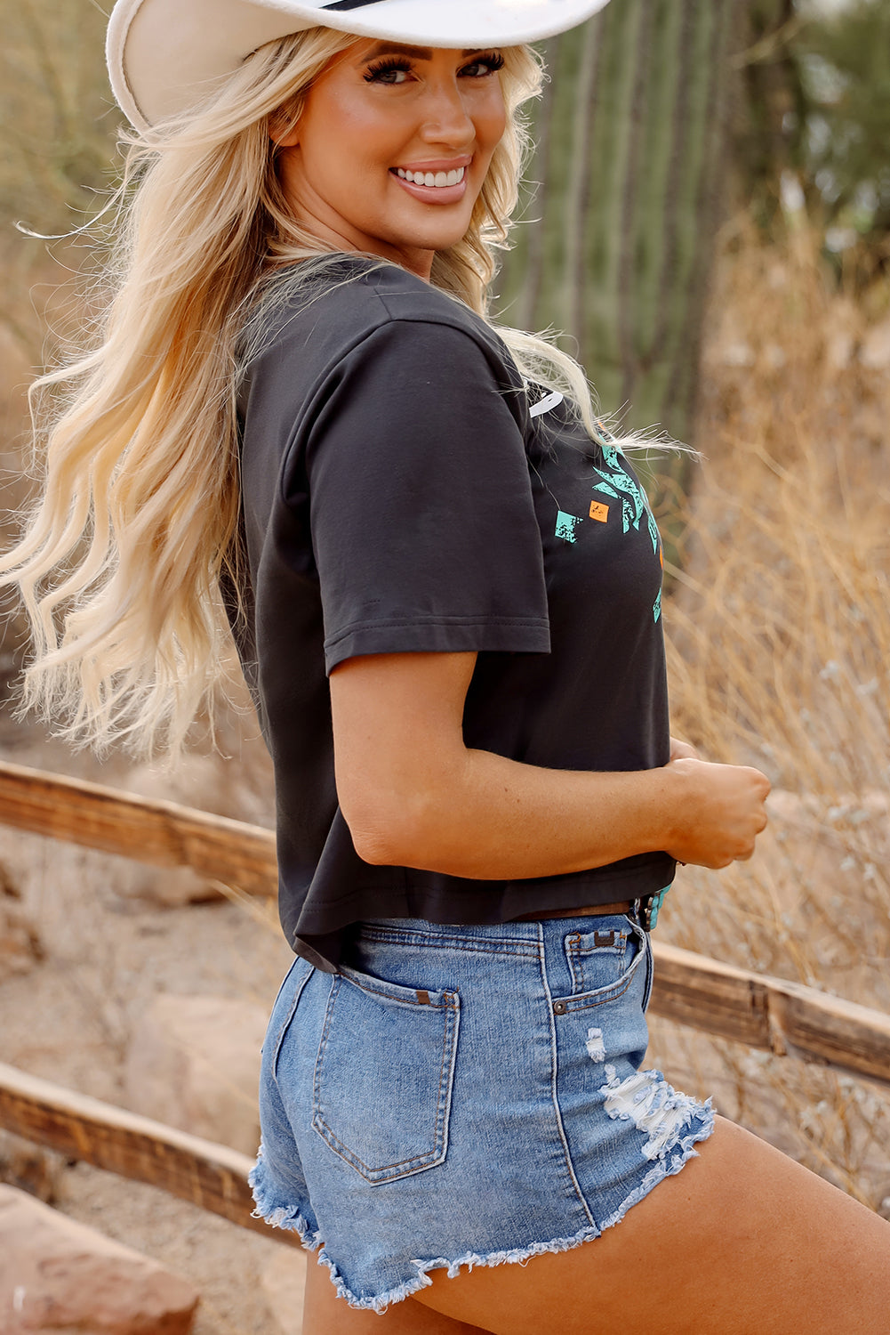 Carbon Grey Vintage Western Bull Head Skull Turquoise Aztec Graphic T Shirt - Premium Tops/Tops & Tees from Momma Done Gone Crafty- Just $19.99! Shop now at Momma Done Gone Crafty