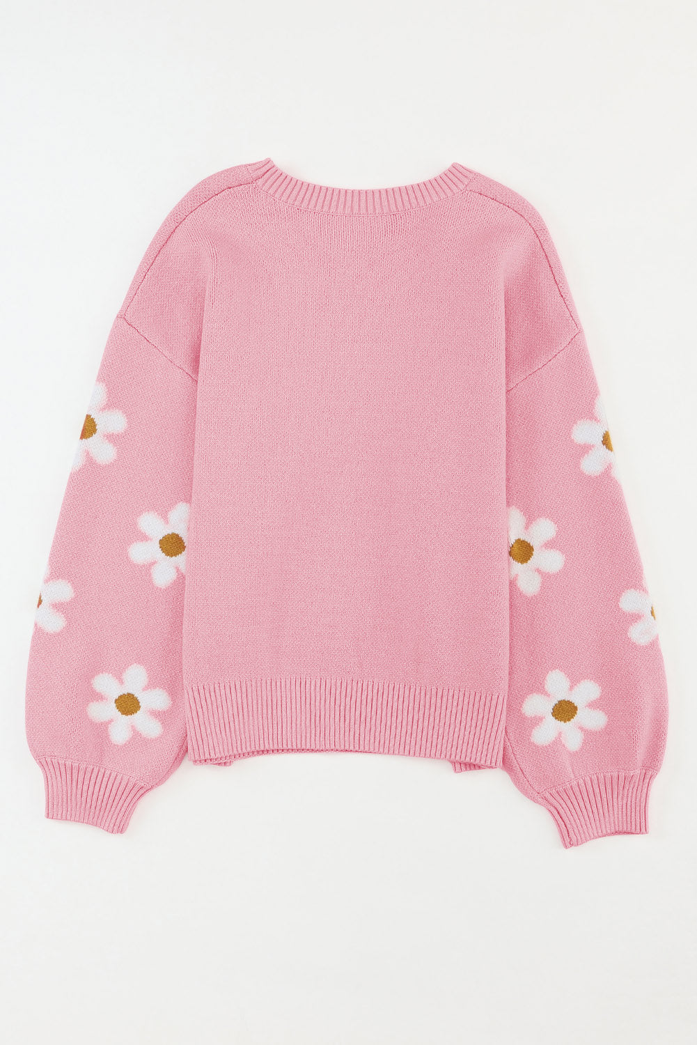 Pink Floral Pattern Drop Shoulder Sweater - Premium Tops from Momma Done Gone Crafty- Just $54.80! Shop now at Momma Done Gone Crafty