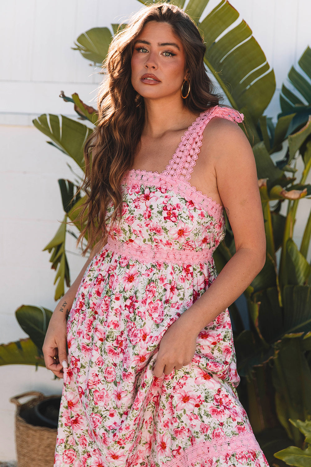 Pink Floral Lace Tied Strap Empire Waist Maxi Dress - Premium Dresses/Floral Dresses from Ashes 2 Wildflowers Boutique, LLC- Just $38.90! Shop now at Ashes 2 Wildflowers Boutique, LLC