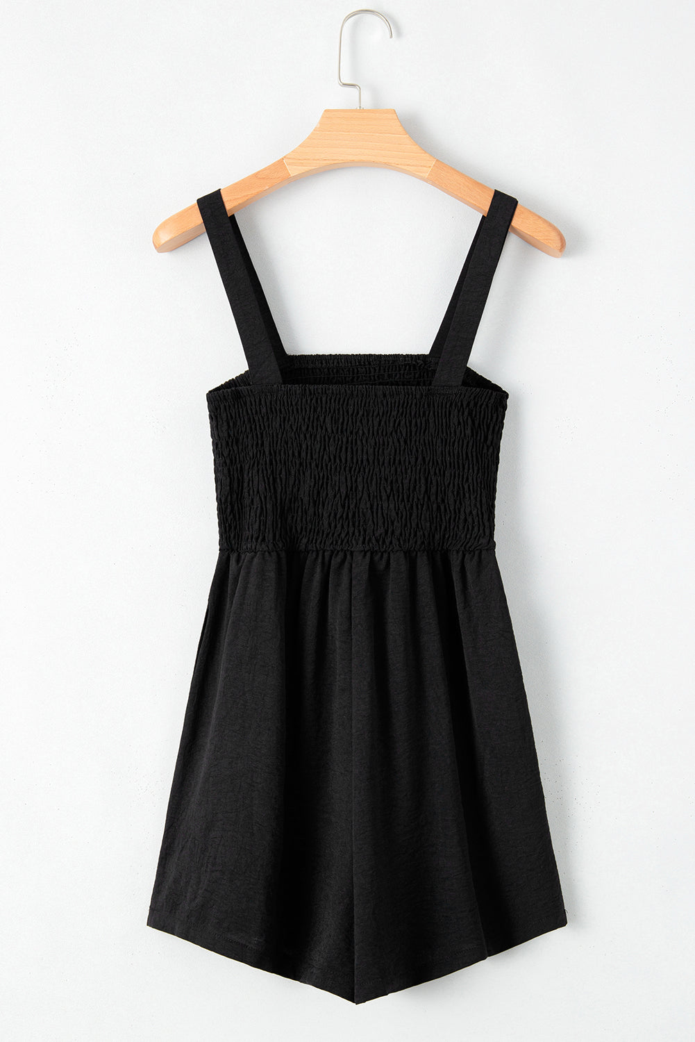 Black Casual Pocketed Smocked Sleeveless Romper - Premium Bottoms/Jumpsuits & Rompers from Momma Done Gone Crafty- Just $17.94! Shop now at Momma Done Gone Crafty