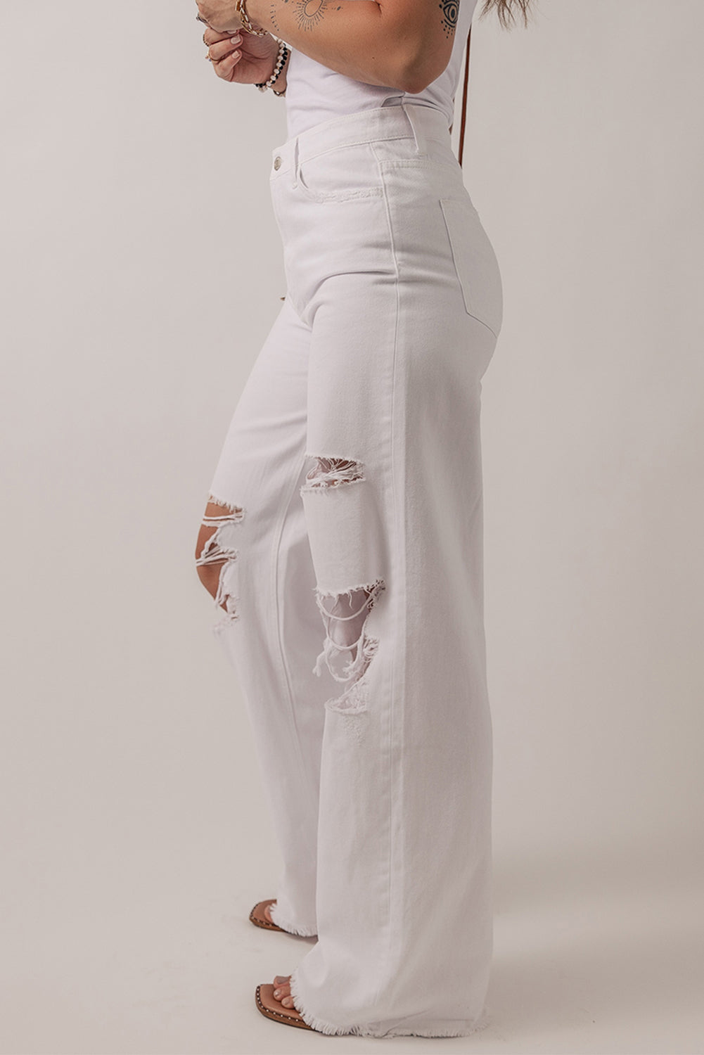 Bright White Heavy Distressed Straight Leg Jeans - Premium Bottoms/Jeans from Ashes 2 Wildflowers Boutique, LLC- Just $35.43! Shop now at Ashes 2 Wildflowers Boutique, LLC