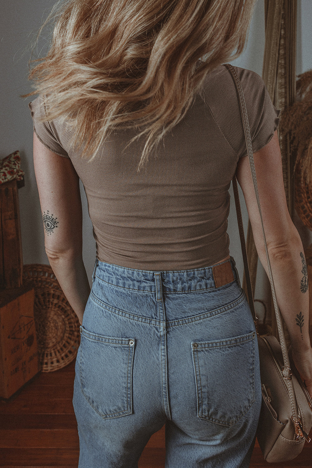 Dark Brown Lace Splicing Criss Cross Slim Fit V Neck T Shirt - Premium Tops/Tops & Tees from Ashes 2 Wildflowers Boutique, LLC- Just $25.48! Shop now at Ashes 2 Wildflowers Boutique, LLC