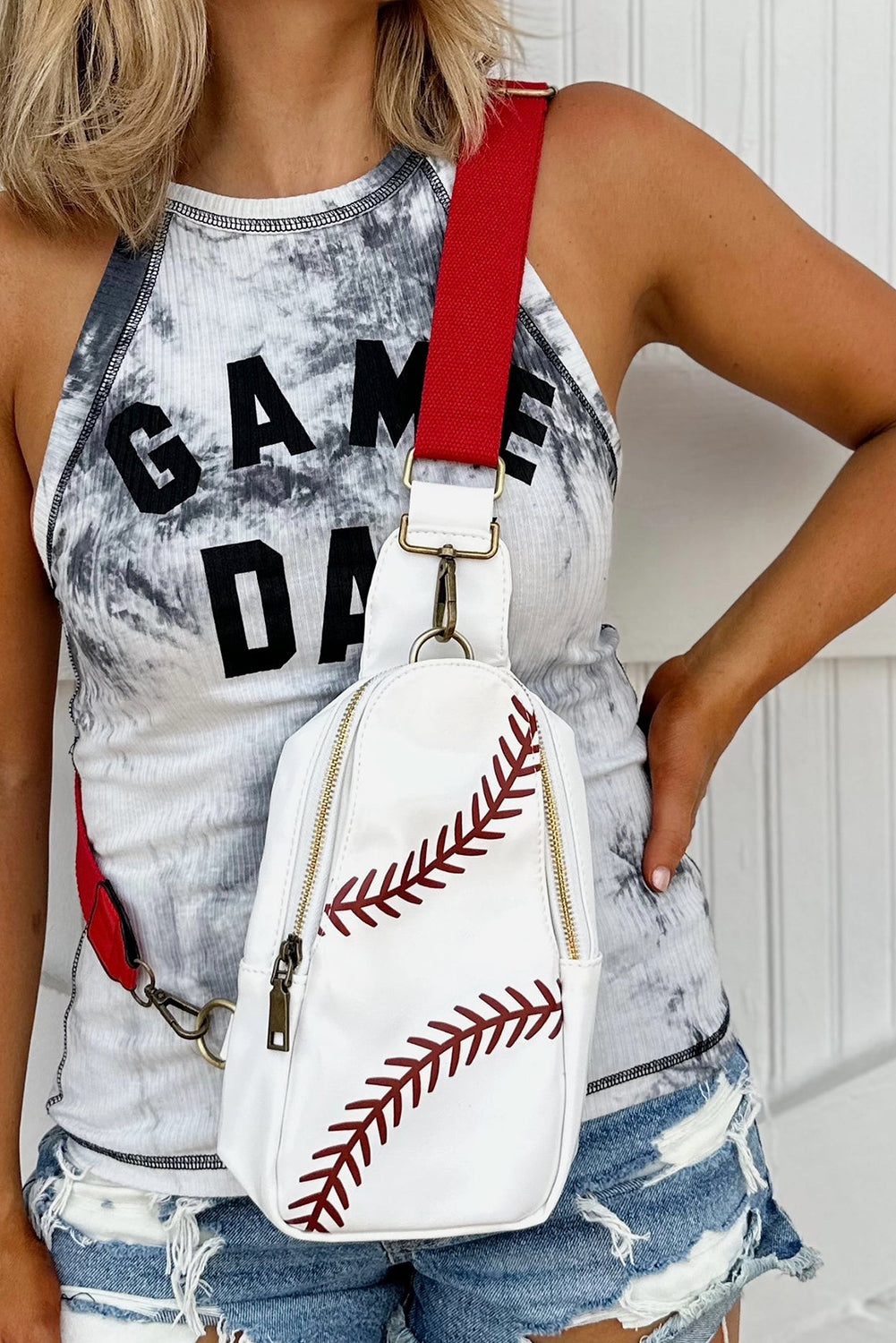Racing Red Balls Pattern PU Leather Zipped Sling Bag - Premium Shoes & Bags/Crossbody Bags from Momma Done Gone Crafty- Just $49.99! Shop now at Momma Done Gone Crafty