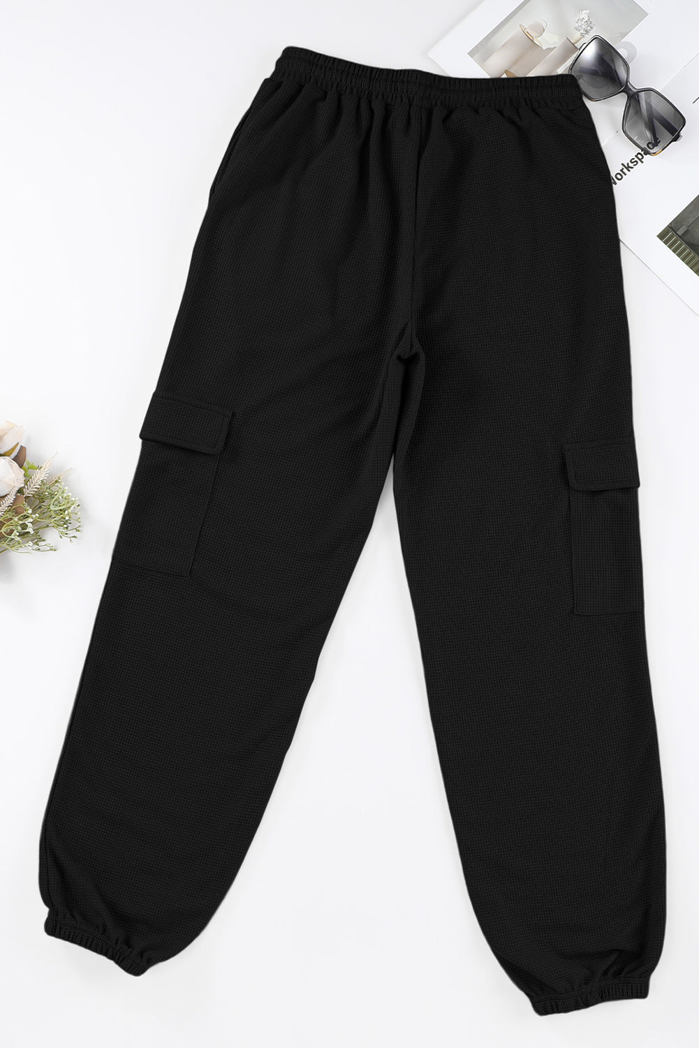 Black Waffle Texture Cargo Pocket Jogger Pants - Premium Bottoms/Pants & Culotte from Momma Done Gone Crafty- Just $25.77! Shop now at Momma Done Gone Crafty