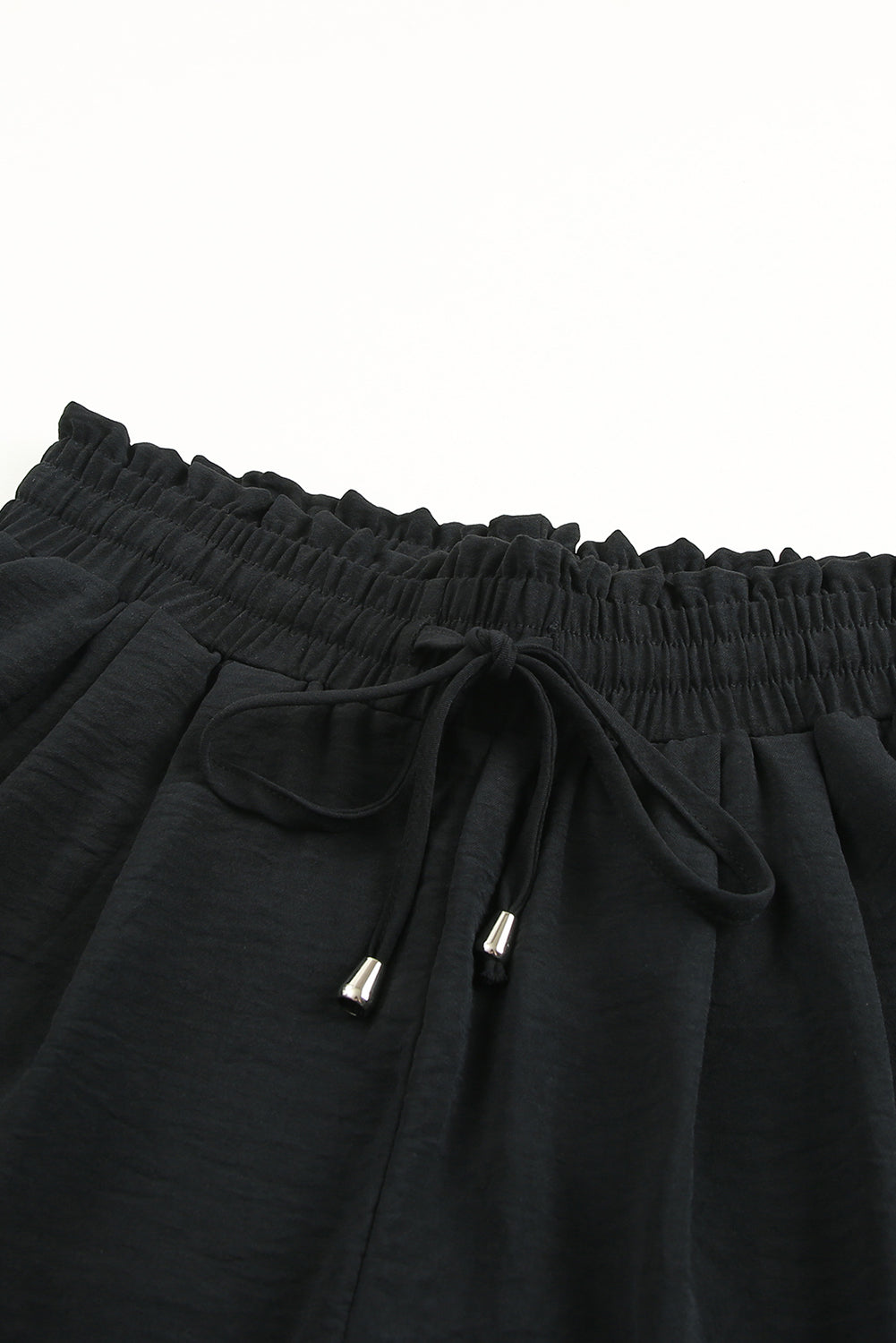 Black Solid Color Drawstring Smocked Waist Joggers - Premium Bottoms from Momma Done Gone Crafty- Just $47.40! Shop now at Momma Done Gone Crafty