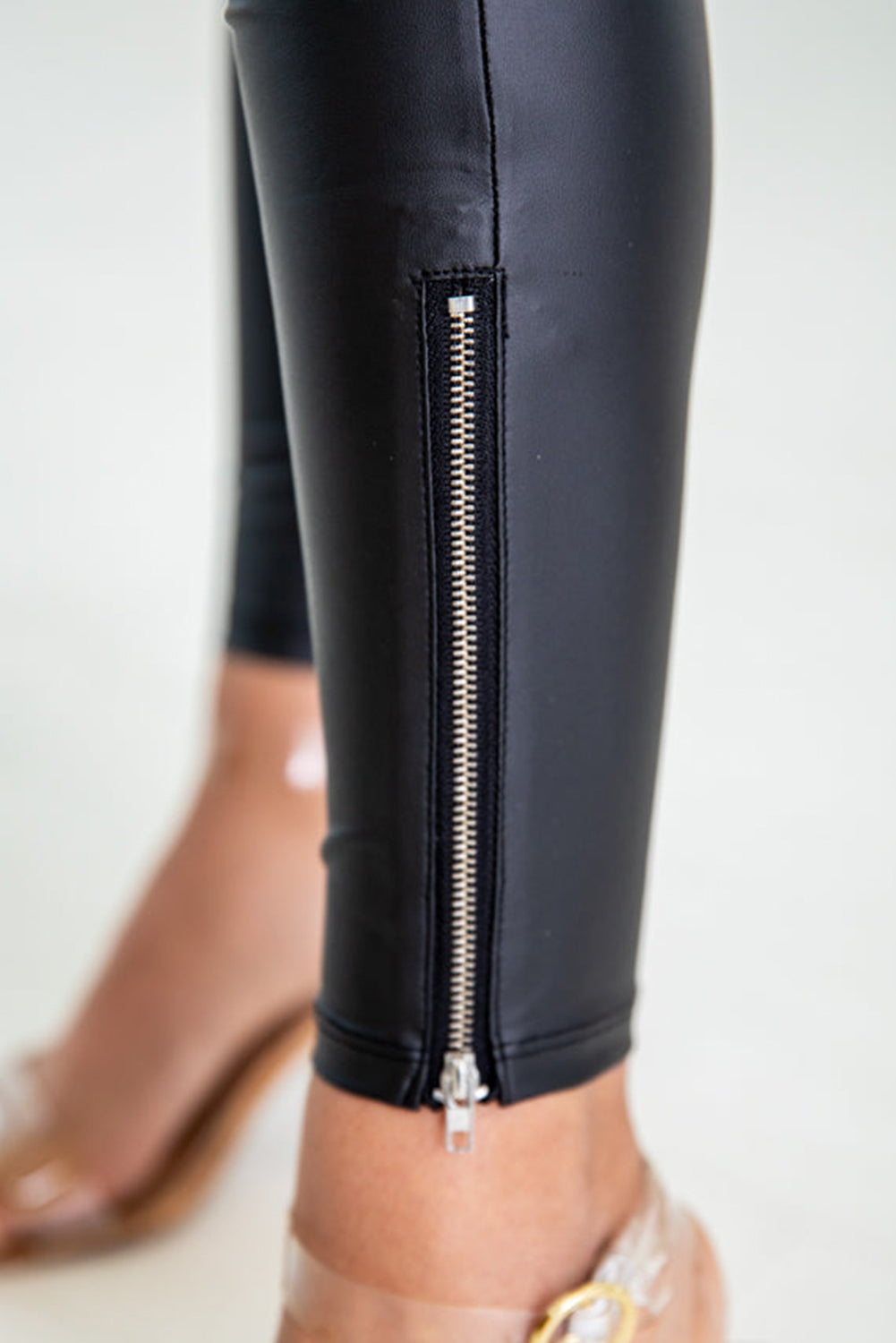 Black Faux Leather Zipped Detail Leggings - Premium Bottoms/Leggings from Ashes 2 Wildflowers Boutique, LLC- Just $27.51! Shop now at Ashes 2 Wildflowers Boutique, LLC