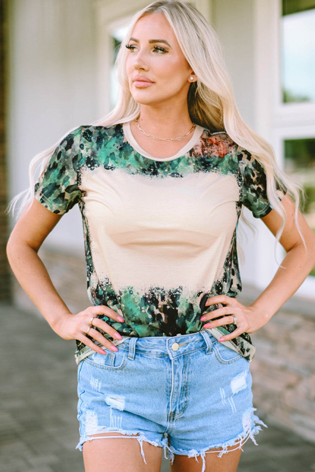Blank Graphic Leopard Dyed Print T Shirt - Premium Tops/Tops & Tees from Momma Done Gone Crafty- Just $18.99! Shop now at Momma Done Gone Crafty