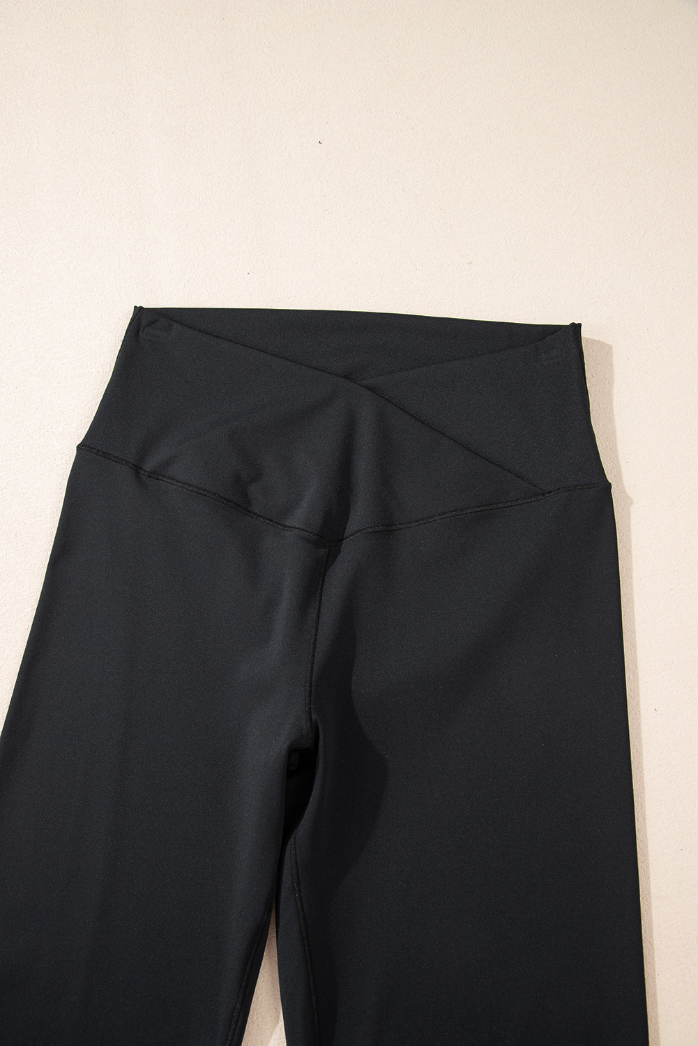 Black V Shape High Waist Flared Leggings - Premium Bottoms/Leggings from Ashes 2 Wildflowers Boutique, LLC- Just $29.30! Shop now at Ashes 2 Wildflowers Boutique, LLC