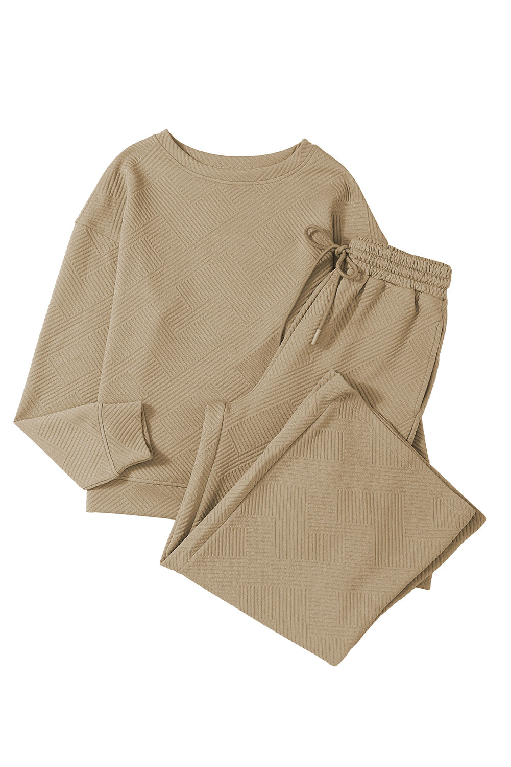 Khaki Ultra Loose Textured 2pcs Slouchy Outfit - Premium Loungewear from Momma Done Gone Crafty- Just $62.99! Shop now at Momma Done Gone Crafty