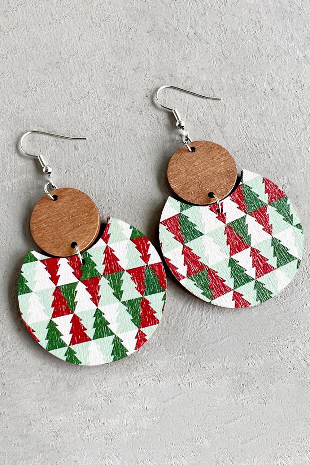 Dark Green Christmas Checker Graphic Wooden Earrings - Premium Accessories from Momma Done Gone Crafty- Just $5.40! Shop now at Momma Done Gone Crafty