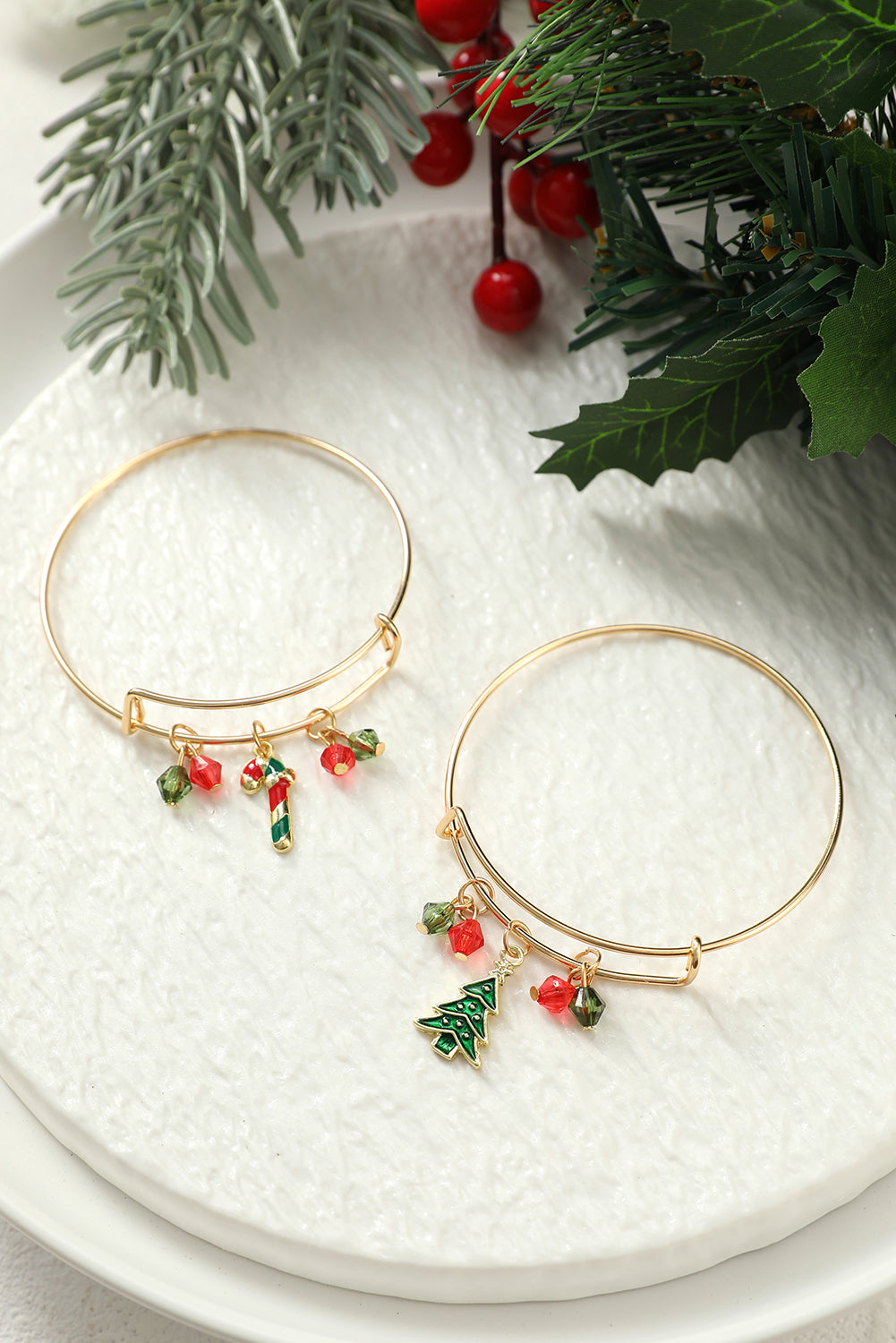 Gold Christmas Candy Cane Beading Pendant Bracelet - Premium Accessories from Momma Done Gone Crafty- Just $6.99! Shop now at Momma Done Gone Crafty