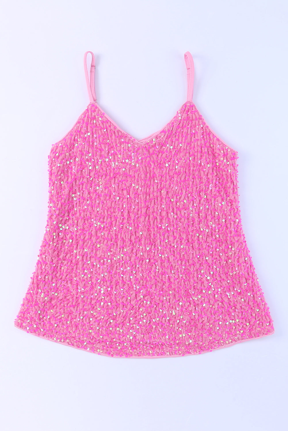Pink Sequin Adjustable Straps Tank Top - Premium Tops from Momma Done Gone Crafty- Just $48.60! Shop now at Momma Done Gone Crafty