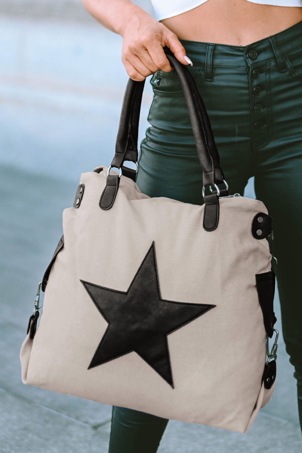 Beige Casual Five-pointed Star Canvas Tote Bag - Premium Shoes & Bags/Handbags from Ashes 2 Wildflowers Boutique, LLC- Just $23.64! Shop now at Ashes 2 Wildflowers Boutique, LLC