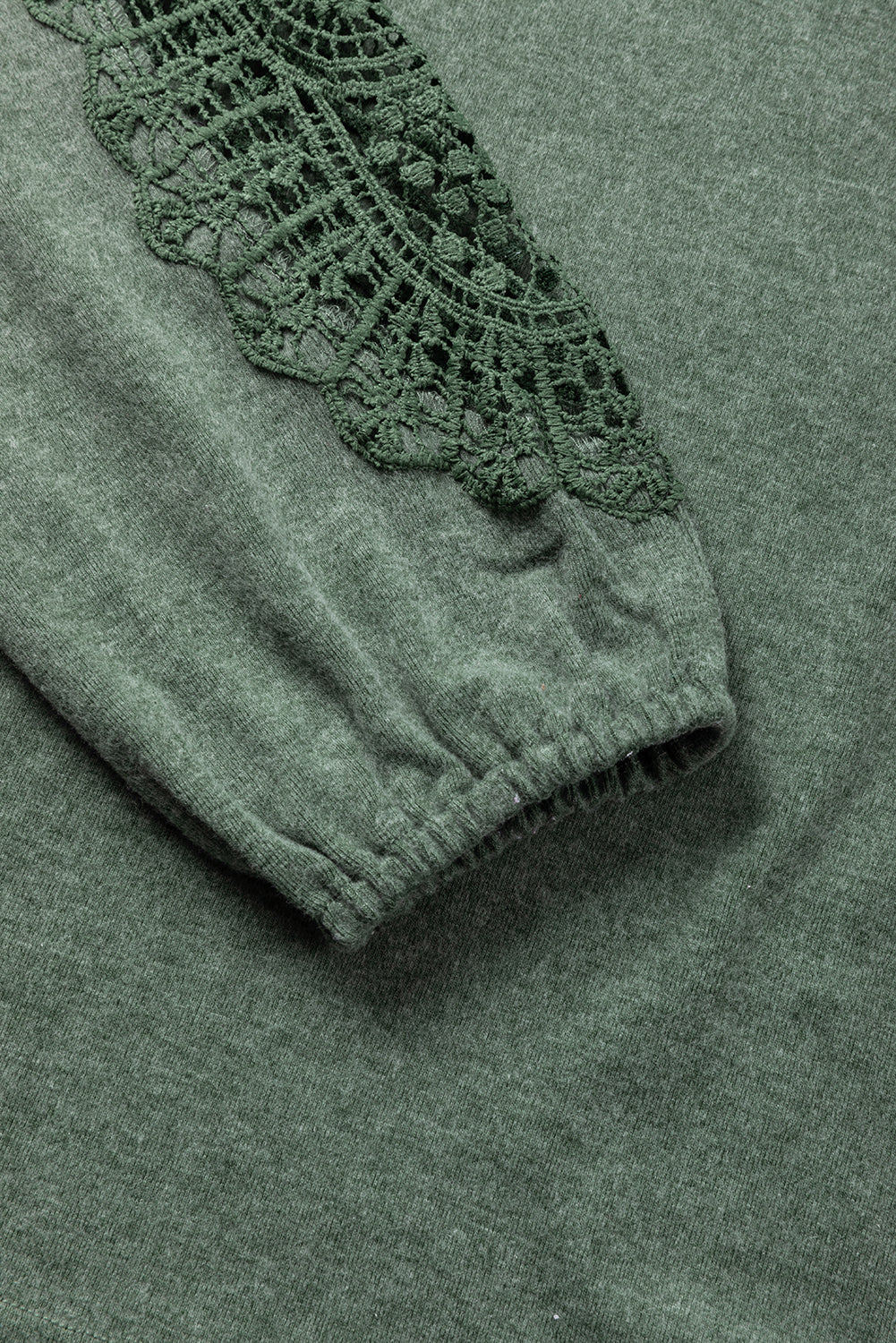 Green Crochet Lace Patch Raglan Sleeve Top - Premium Tops from Momma Done Gone Crafty- Just $34.99! Shop now at Momma Done Gone Crafty