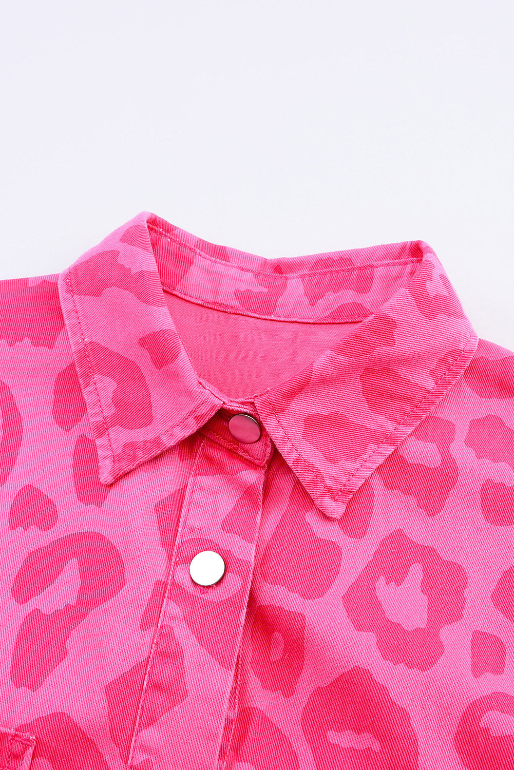 Pink Leopard Print Button Cuffs Raw Hem Jacket - Premium Outerwear from Momma Done Gone Crafty- Just $55.80! Shop now at Momma Done Gone Crafty