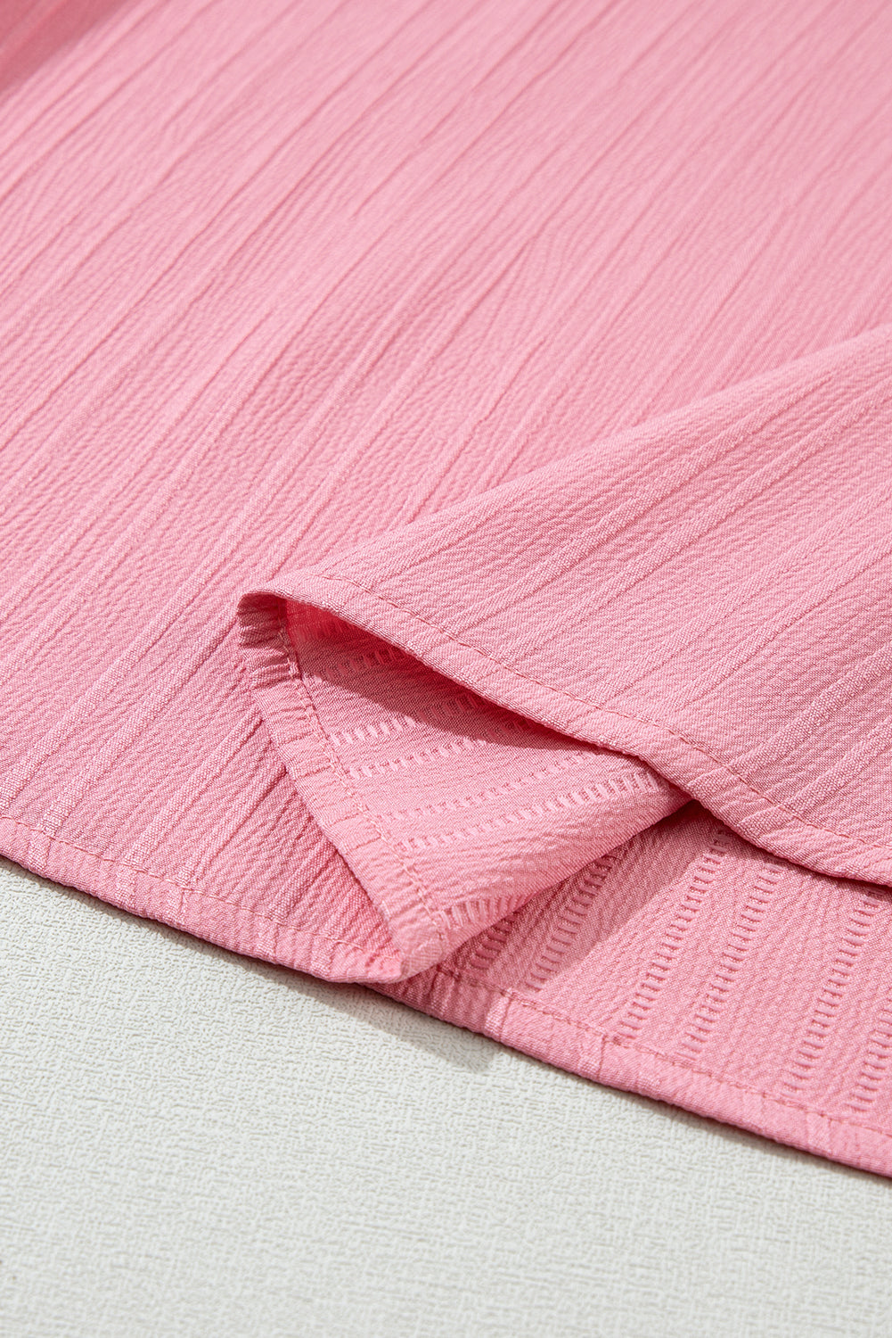 Peach Blossom Ruffled Half Sleeve V Neck Textured Top - Premium Tops/Tops & Tees from Momma Done Gone Crafty- Just $14.99! Shop now at Momma Done Gone Crafty