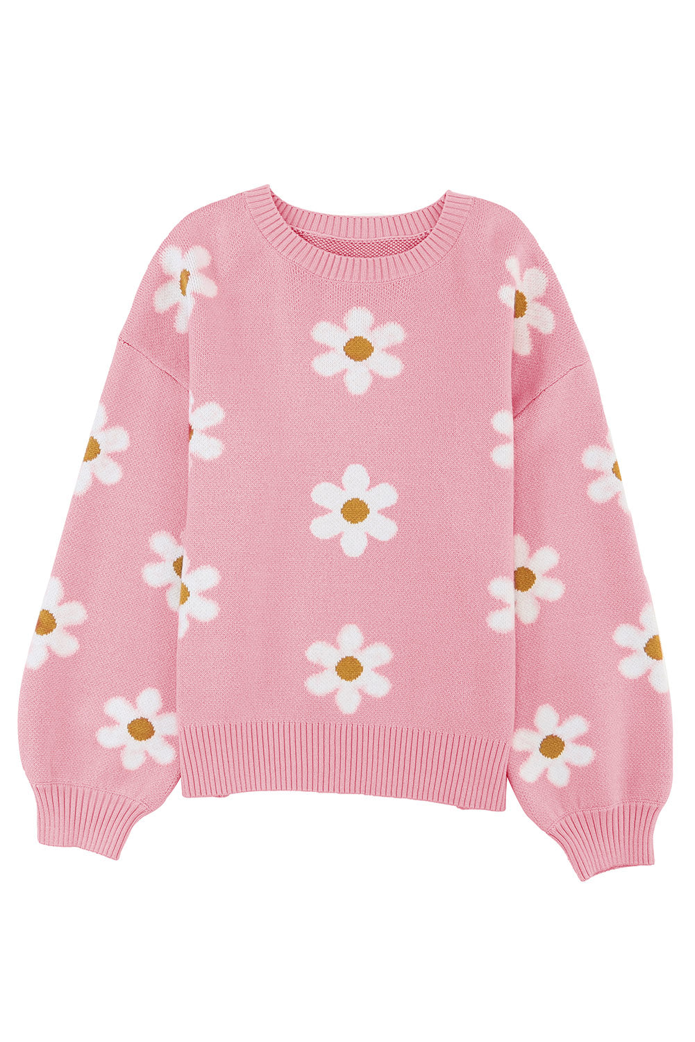 Pink Floral Pattern Drop Shoulder Sweater - Premium Tops from Momma Done Gone Crafty- Just $54.80! Shop now at Momma Done Gone Crafty