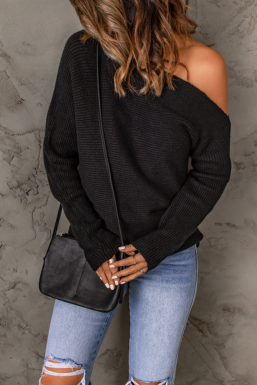 Black Striped Long Sleeve Knit Sweater - Premium Tops from Momma Done Gone Crafty- Just $48.99! Shop now at Momma Done Gone Crafty