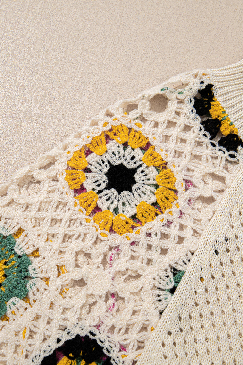 Apricot Hollow Out Floral Crochet Short Sleeve Crewneck Sweater - Premium Sweaters & Cardigans/Short Sleeve Sweaters from Momma Done Gone Crafty- Just $31.05! Shop now at Momma Done Gone Crafty