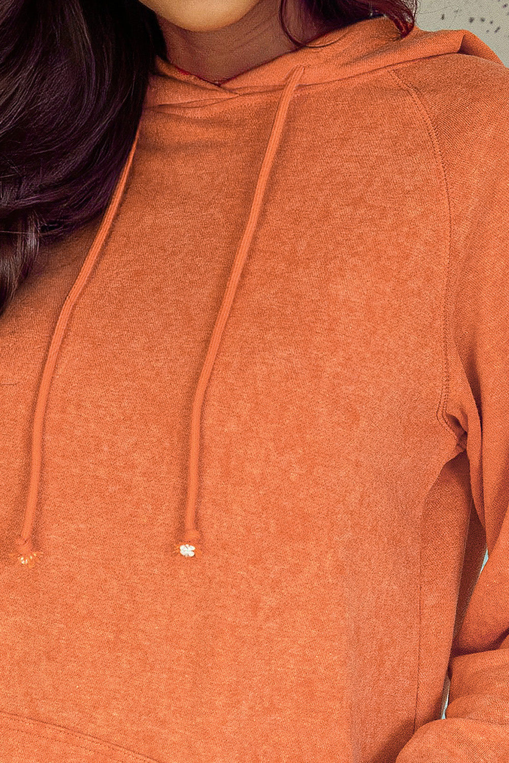 Orange Mineral Wash Kangaroo Pocket Drawstring Pullover Hoodie - Premium Tops from Momma Done Gone Crafty- Just $50.46! Shop now at Momma Done Gone Crafty