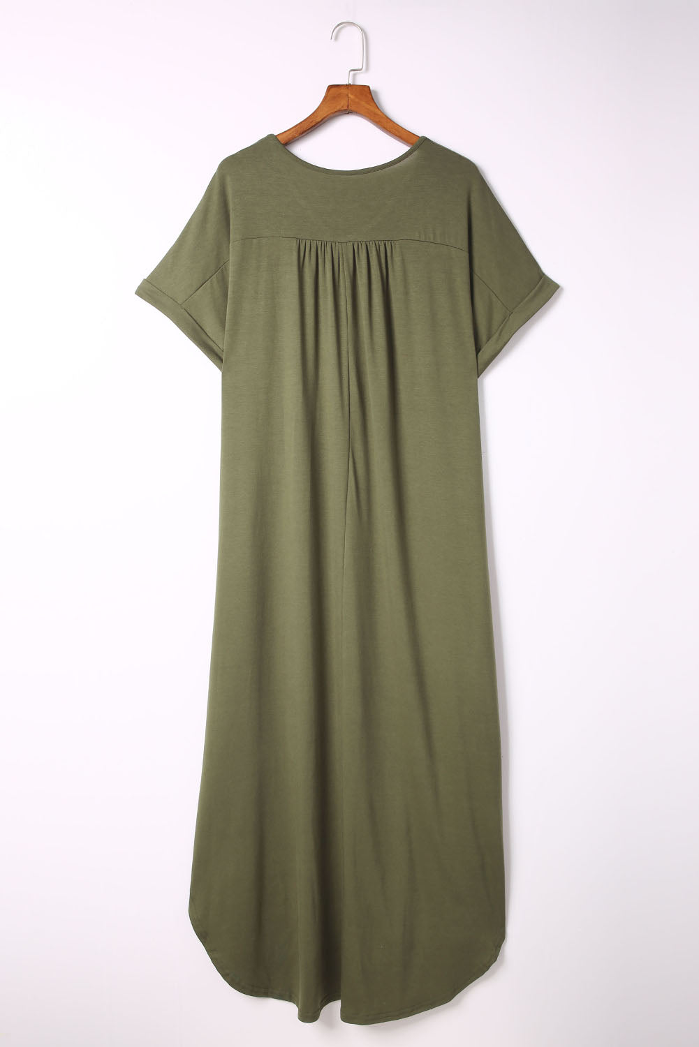 Green Plus Size V Neck Rolled Cuffs Maxi Dress - Premium Plus Size from Momma Done Gone Crafty- Just $35.99! Shop now at Momma Done Gone Crafty