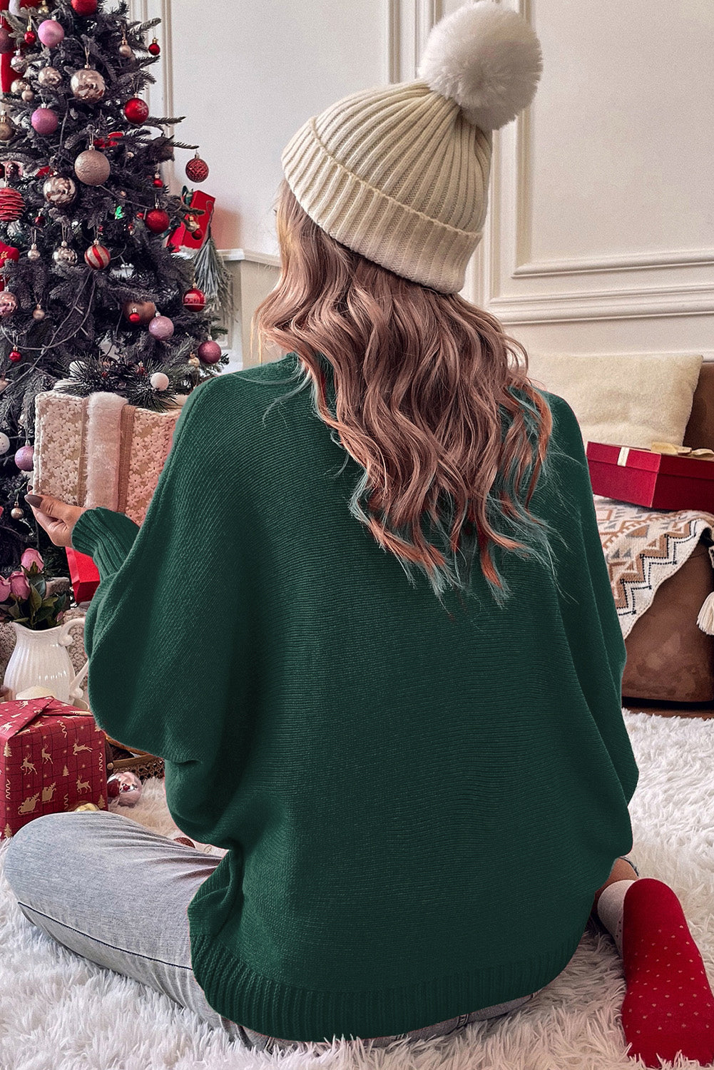 Blackish Green Merry Letter Embroidered High Neck Sweater - Premium Tops from Momma Done Gone Crafty- Just $43.99! Shop now at Momma Done Gone Crafty