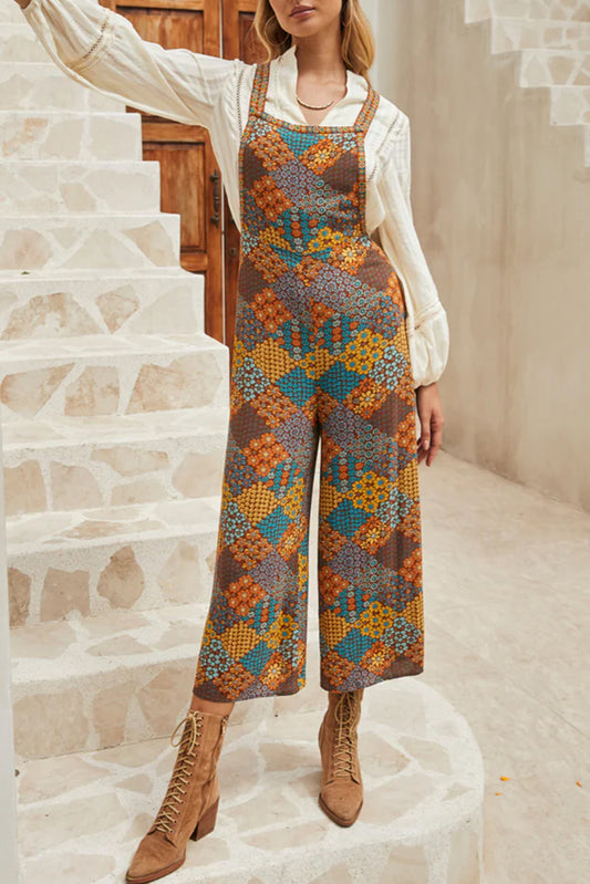 Multicolour Boho Floral Print Crossed Straps Ankle-length Jumpsuit - Premium Bottoms/Jumpsuits & Rompers from Ashes 2 Wildflowers Boutique, LLC- Just $20.35! Shop now at Ashes 2 Wildflowers Boutique, LLC