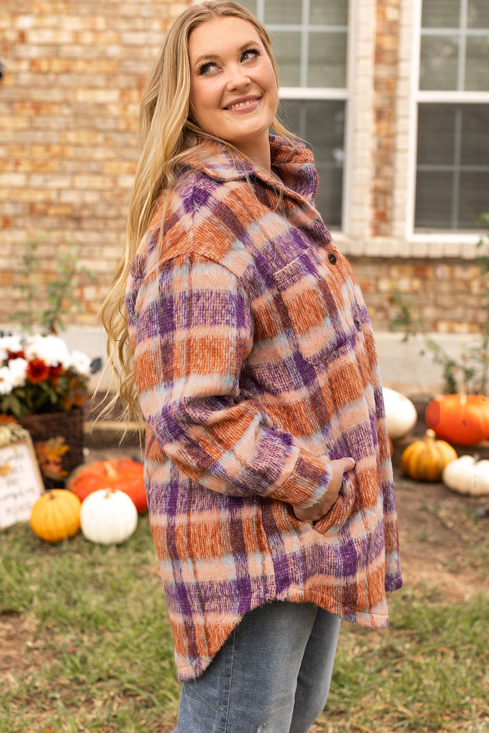 Multicolour Plus Size Plaid Print Collared Button up Jacket - Premium Sale (50% OFF)/20% OFF from Ashes 2 Wildflowers Boutique, LLC- Just $44.68! Shop now at Ashes 2 Wildflowers Boutique, LLC