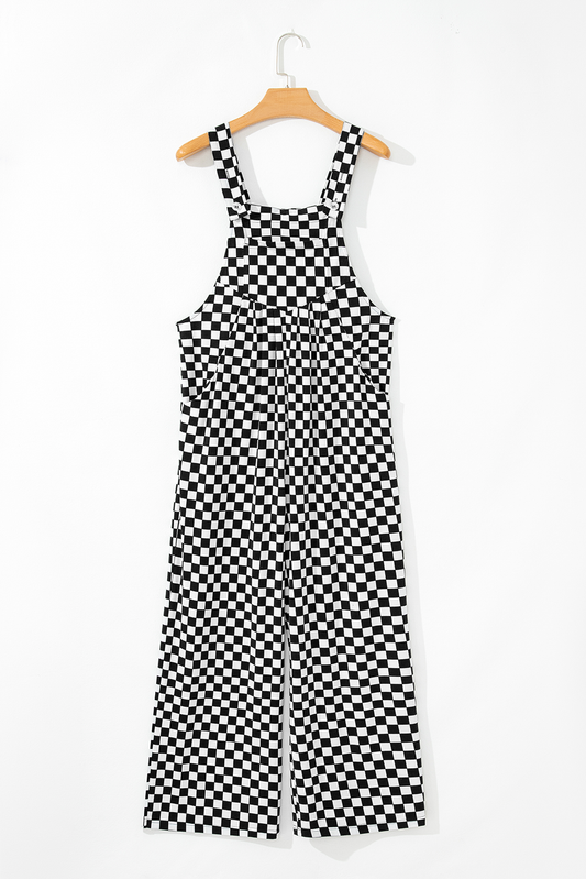 Black Checkered Print Pocketed Wide Leg Jumpsuit - Premium Bottoms/Jumpsuits & Rompers from Momma Done Gone Crafty- Just $36.99! Shop now at Momma Done Gone Crafty