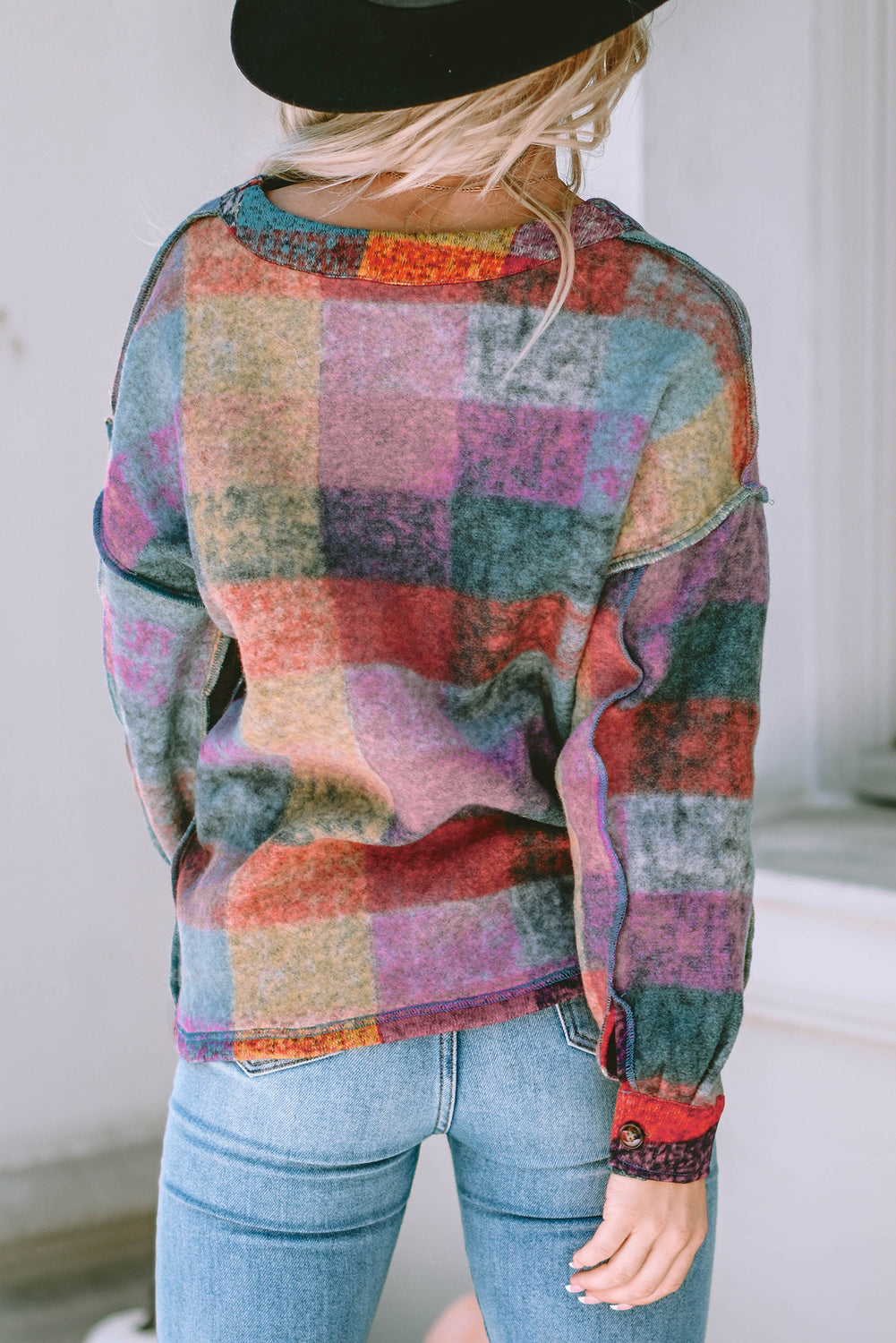 Multicolor Brushed Checked Western Buttoned Jacket - Premium Outerwear from Momma Done Gone Crafty- Just $40.20! Shop now at Momma Done Gone Crafty