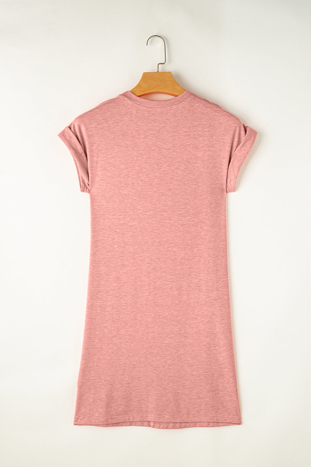 Rose Pink Center Seam Rolled Cuffs T-shirt Dress - Premium Dresses/T Shirt Dresses from Ashes 2 Wildflowers Boutique, LLC- Just $13.95! Shop now at Ashes 2 Wildflowers Boutique, LLC