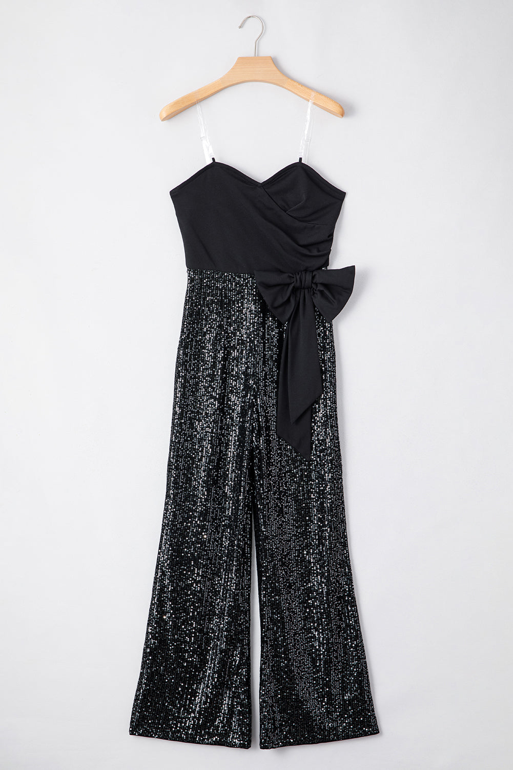 Black Sequined Tube Top Waist Knot Wide Leg Jumpsuit - Premium Bottoms/Jumpsuits & Rompers from Ashes 2 Wildflowers Boutique, LLC- Just $62.99! Shop now at Ashes 2 Wildflowers Boutique, LLC