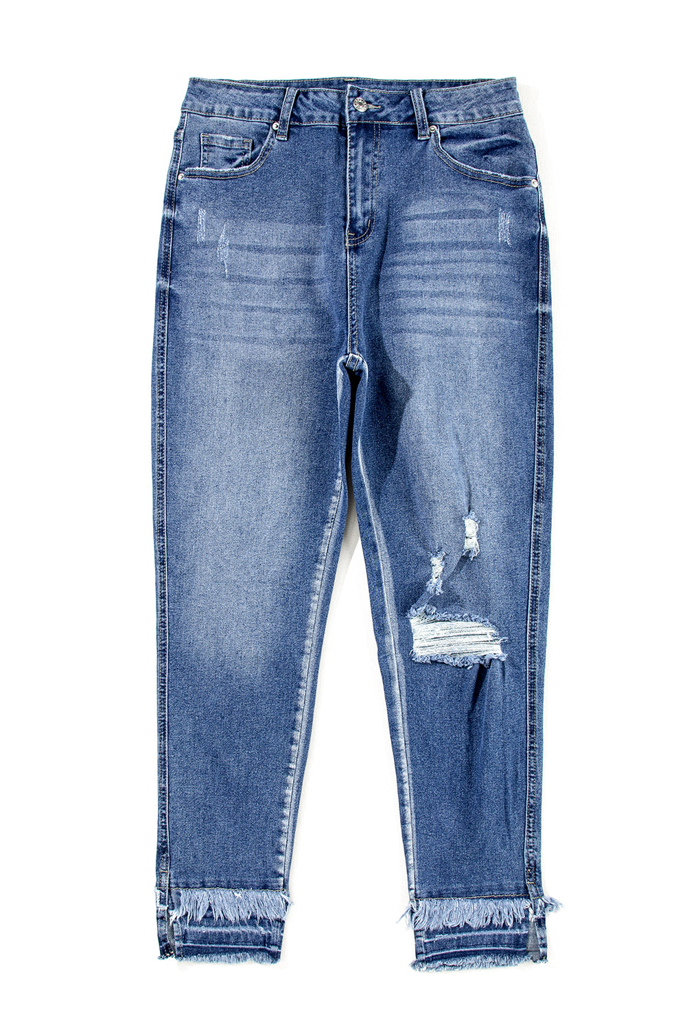 Light Blue Distressed Frayed Ankle Skinny Jeans - Premium Bottoms/Jeans from Ashes 2 Wildflowers Boutique, LLC- Just $35.52! Shop now at Ashes 2 Wildflowers Boutique, LLC