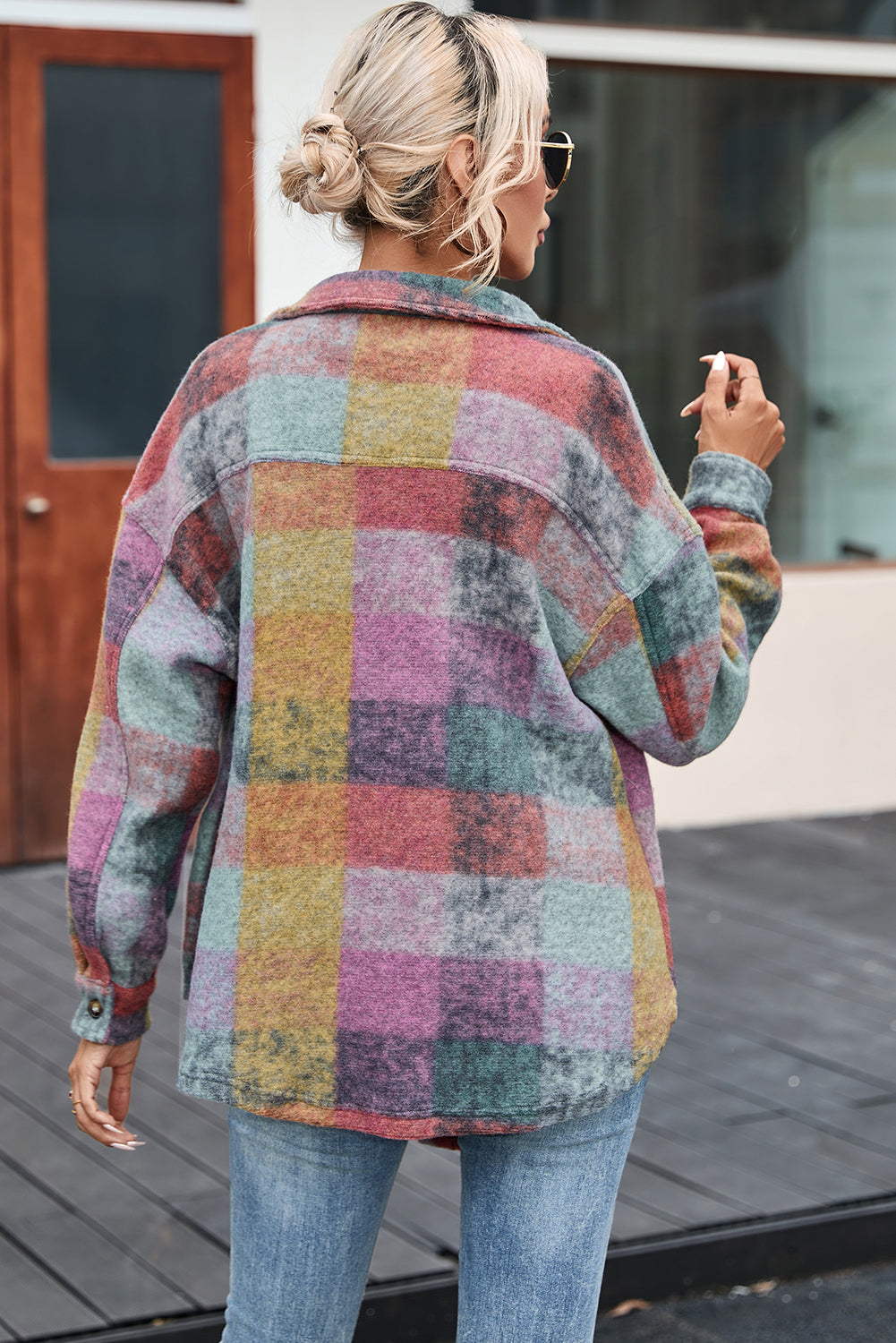 Multicolor Brushed Plaid Pocketed Oversize Shacket - Premium Outerwear from Momma Done Gone Crafty- Just $54.99! Shop now at Momma Done Gone Crafty