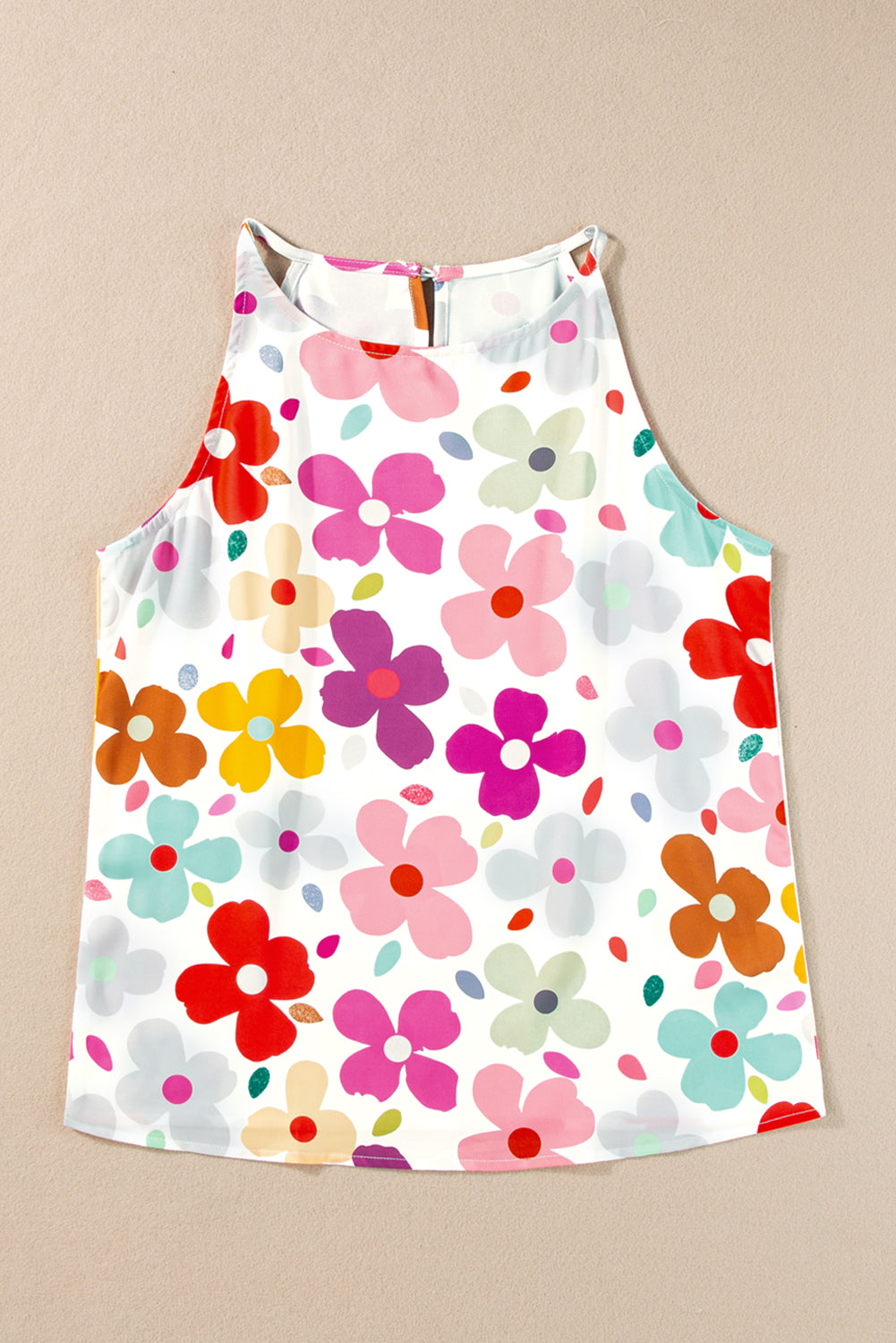 White Cute Floral Print Vest - Premium Tops/Tank Tops from Ashes 2 Wildflowers Boutique, LLC- Just $24.70! Shop now at Ashes 2 Wildflowers Boutique, LLC