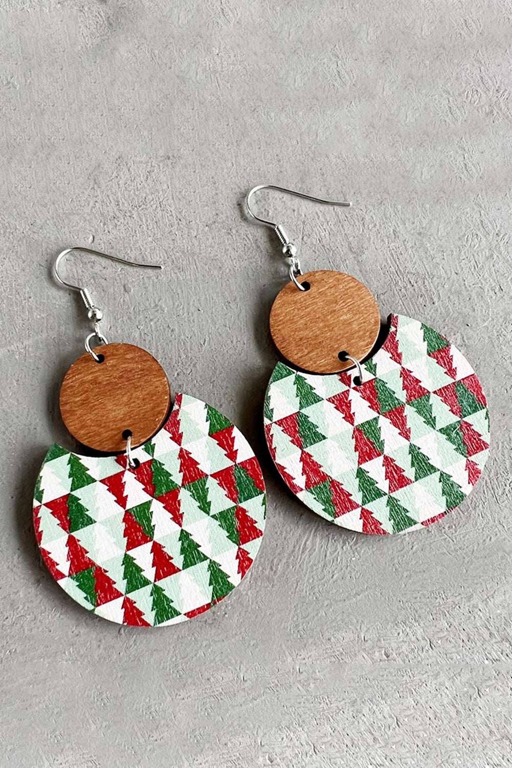 Dark Green Christmas Checker Graphic Wooden Earrings - Premium Accessories from Momma Done Gone Crafty- Just $5.40! Shop now at Momma Done Gone Crafty