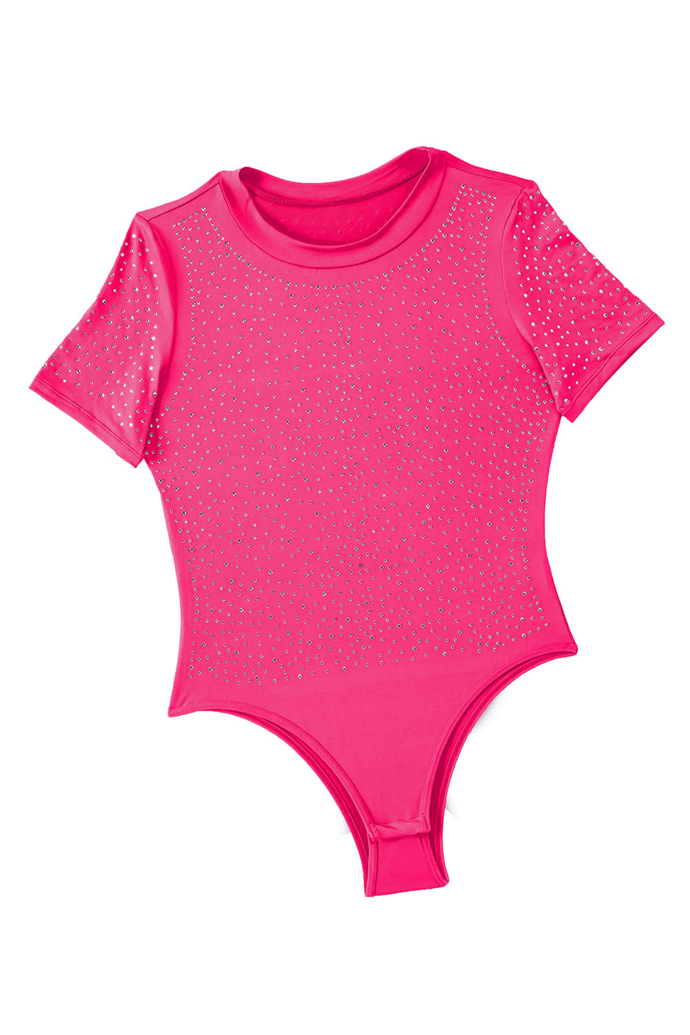 Rose Rhinestone Allover Round Neck Short Sleeve Bodysuit - Premium Tops from Momma Done Gone Crafty- Just $52.20! Shop now at Momma Done Gone Crafty
