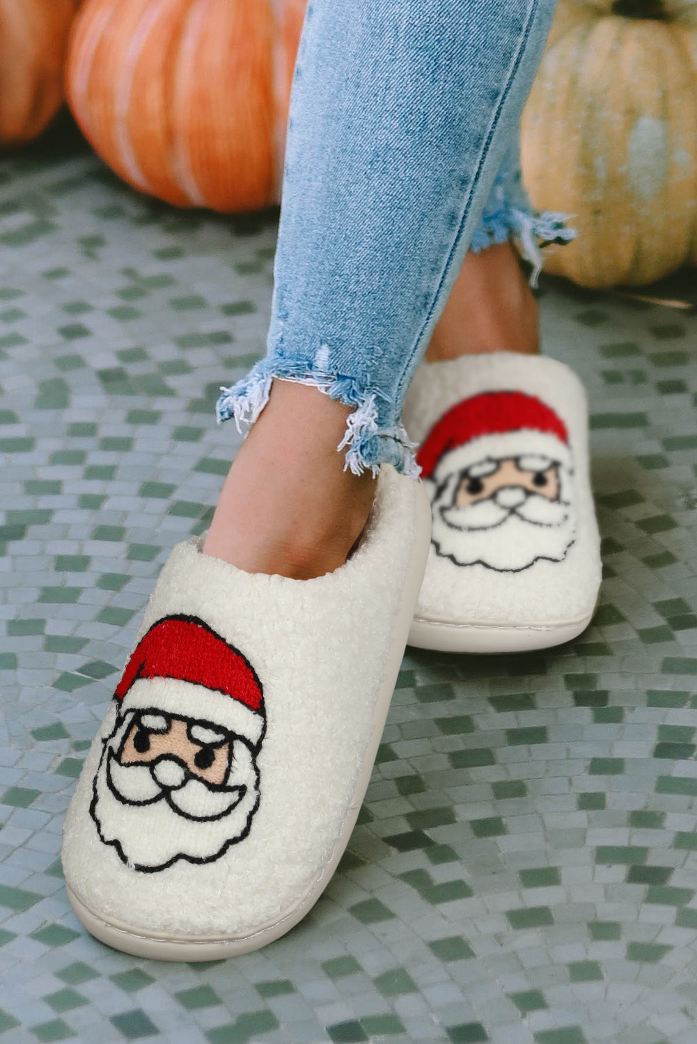White Christmas Santa Clause Graphic Plush Slippers - Premium Shoes & Bags from Momma Done Gone Crafty- Just $21.99! Shop now at Momma Done Gone Crafty