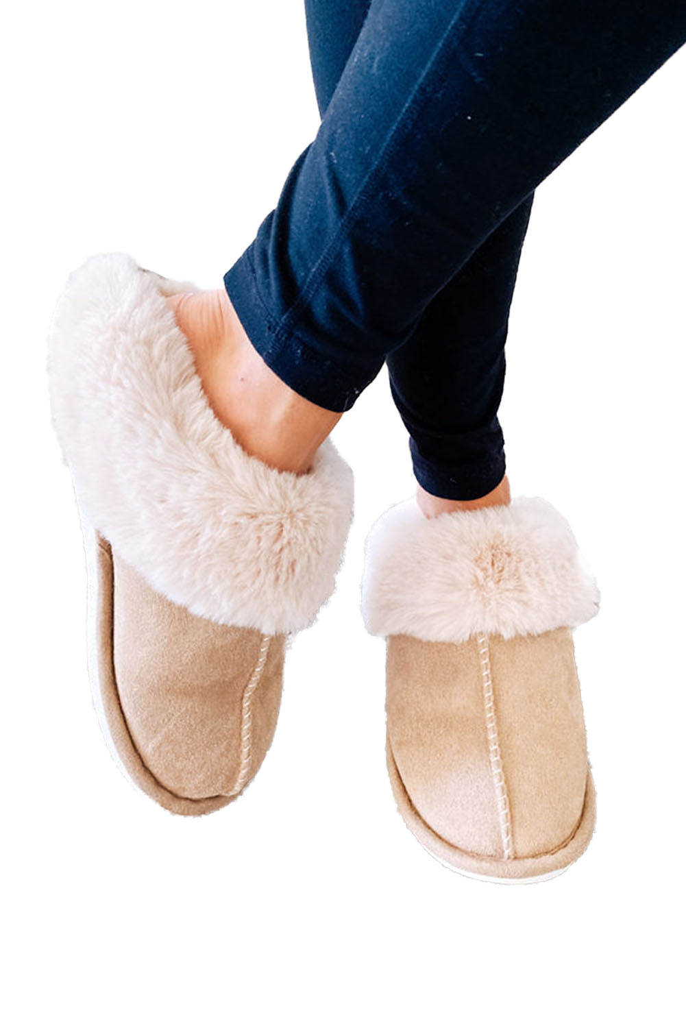 Khaki Cut and Sew Faux Suede Plush Lined Slippers - Premium Shoes & Bags from Momma Done Gone Crafty- Just $37.94! Shop now at Momma Done Gone Crafty