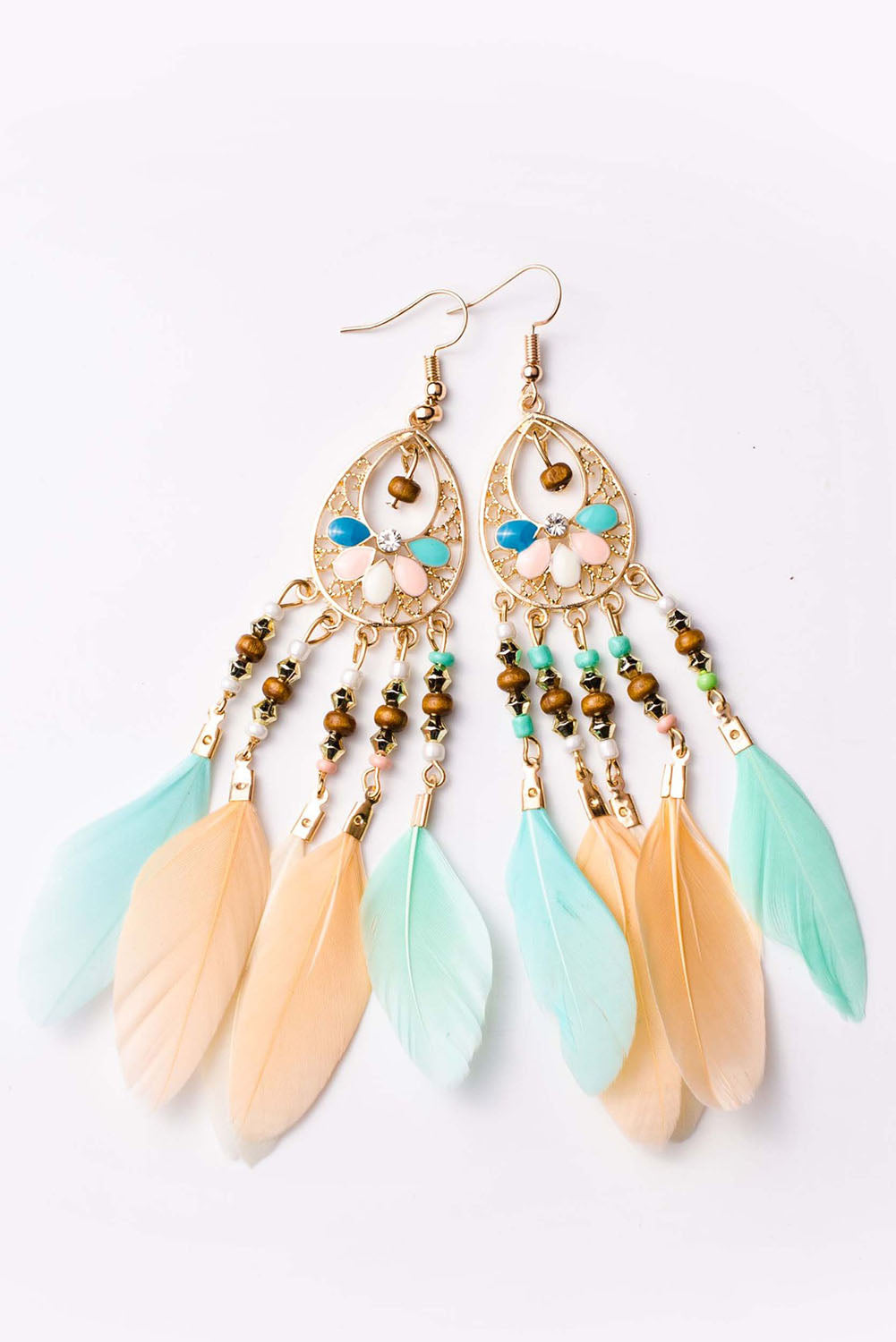 Multicolor Bohemian Hollow-out Feather Tassel Earrings - Premium Accessories/Jewelry from Momma Done Gone Crafty- Just $9.99! Shop now at Momma Done Gone Crafty