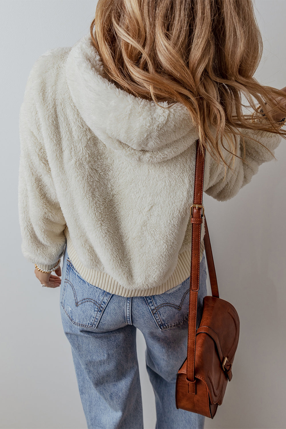 White Contrast Ribbed Edge Plush Hoodie - Premium Tops/Sweatshirts & Hoodies from Ashes 2 Wildflowers Boutique, LLC- Just $30.50! Shop now at Ashes 2 Wildflowers Boutique, LLC